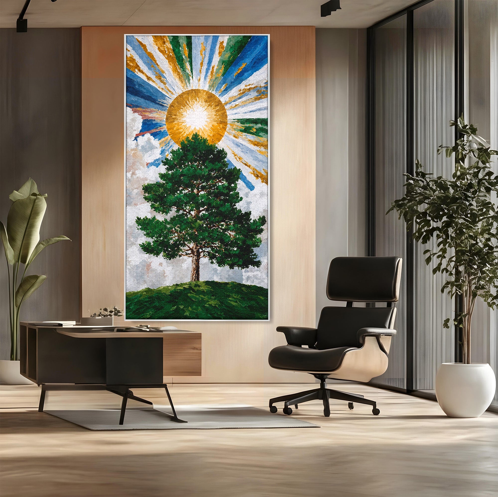 Tablou Canvas Premium LuxCanva® A1674, Copacul Sub Soare, Copac, Soare, Peisaj, Natura, Living, Culori Vibrante