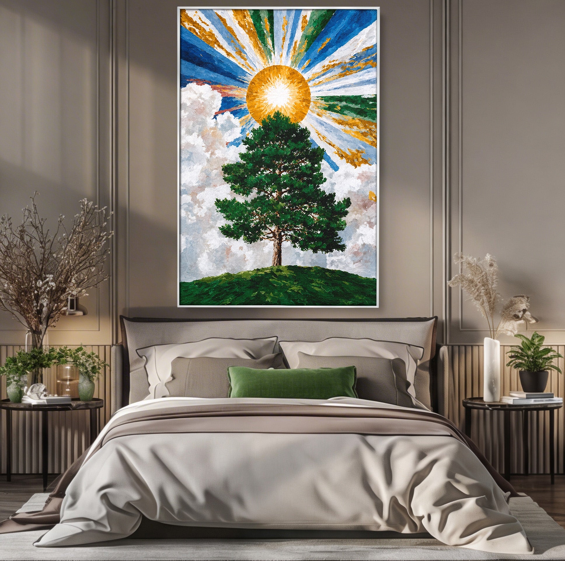 Tablou Canvas Premium LuxCanva® A1674, Copacul Sub Soare, Copac, Soare, Peisaj, Natura, Living, Culori Vibrante