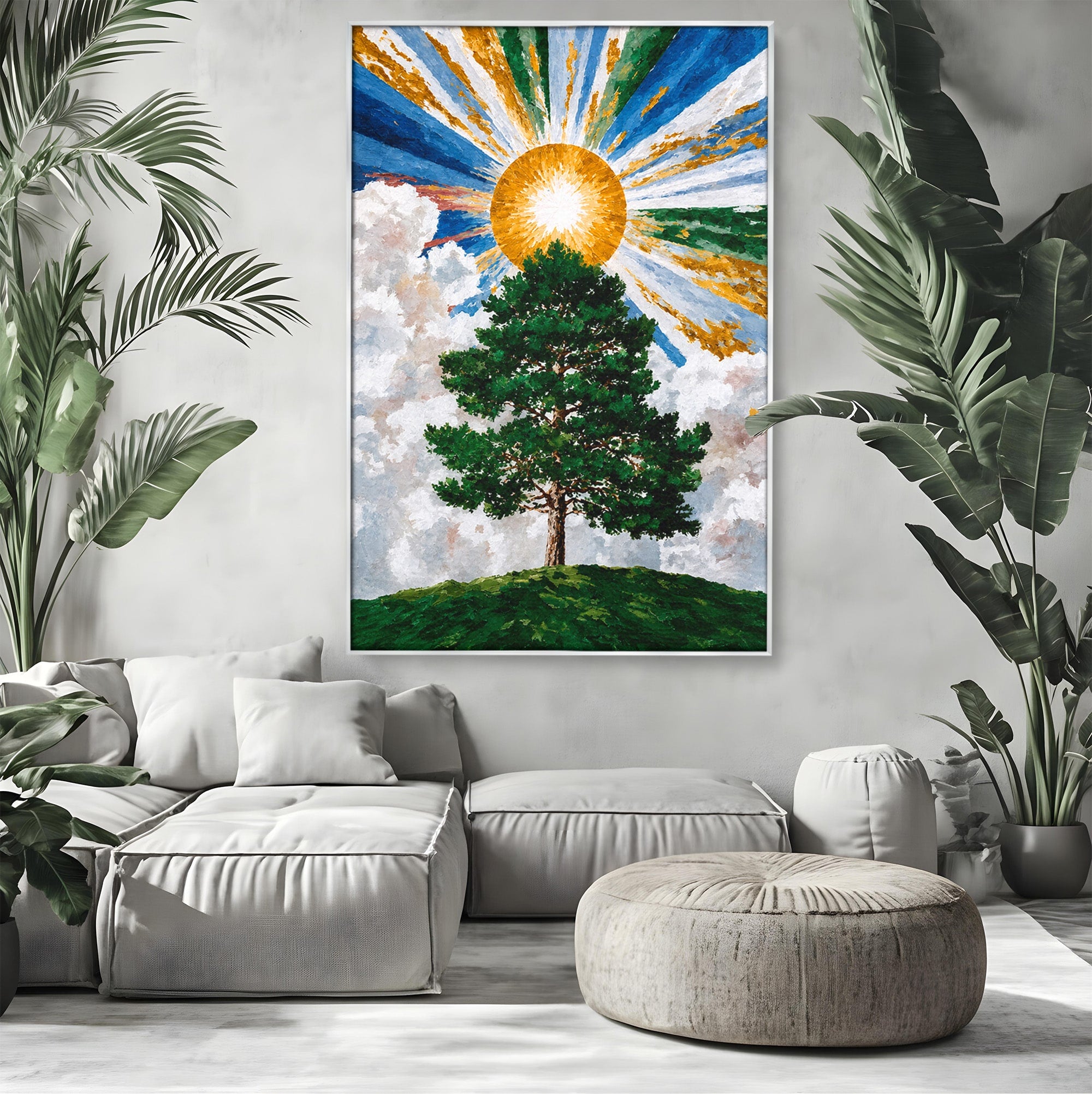 Tablou Canvas Premium LuxCanva® A1674, Copacul Sub Soare, Copac, Soare, Peisaj, Natura, Living, Culori Vibrante