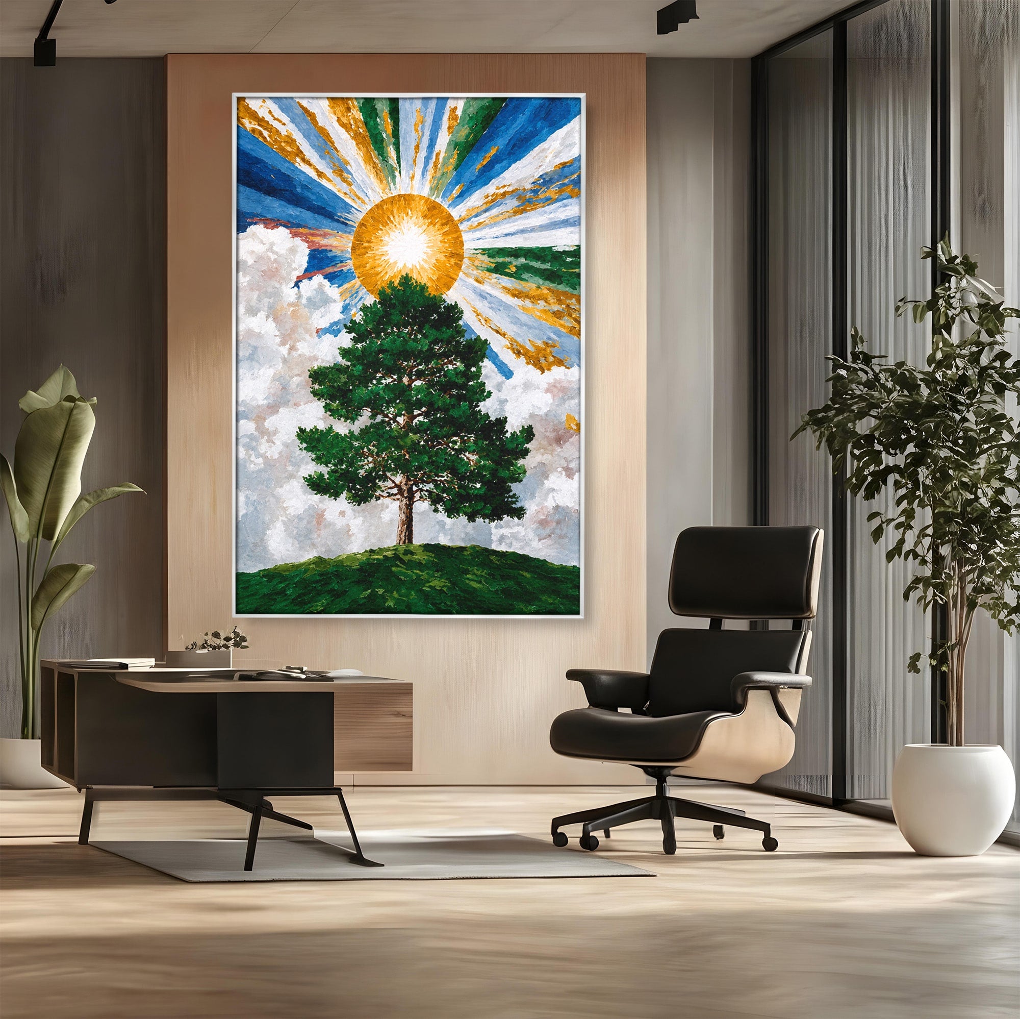 Tablou Canvas Premium LuxCanva® A1674, Copacul Sub Soare, Copac, Soare, Peisaj, Natura, Living, Culori Vibrante