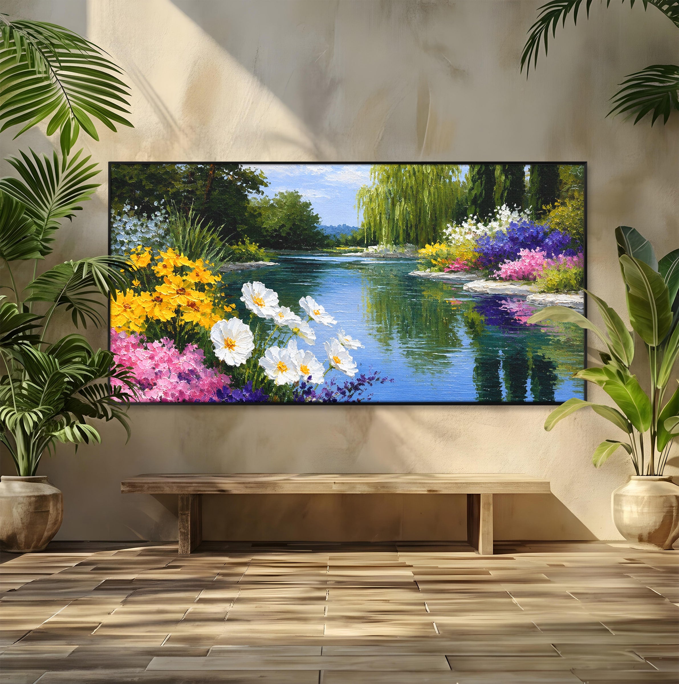 Tablou Canvas Premium LuxCanva® A1675, Peisaj de Vara, Peisaj, Vara, Flori, Natura, Living, Culori Vibrante
