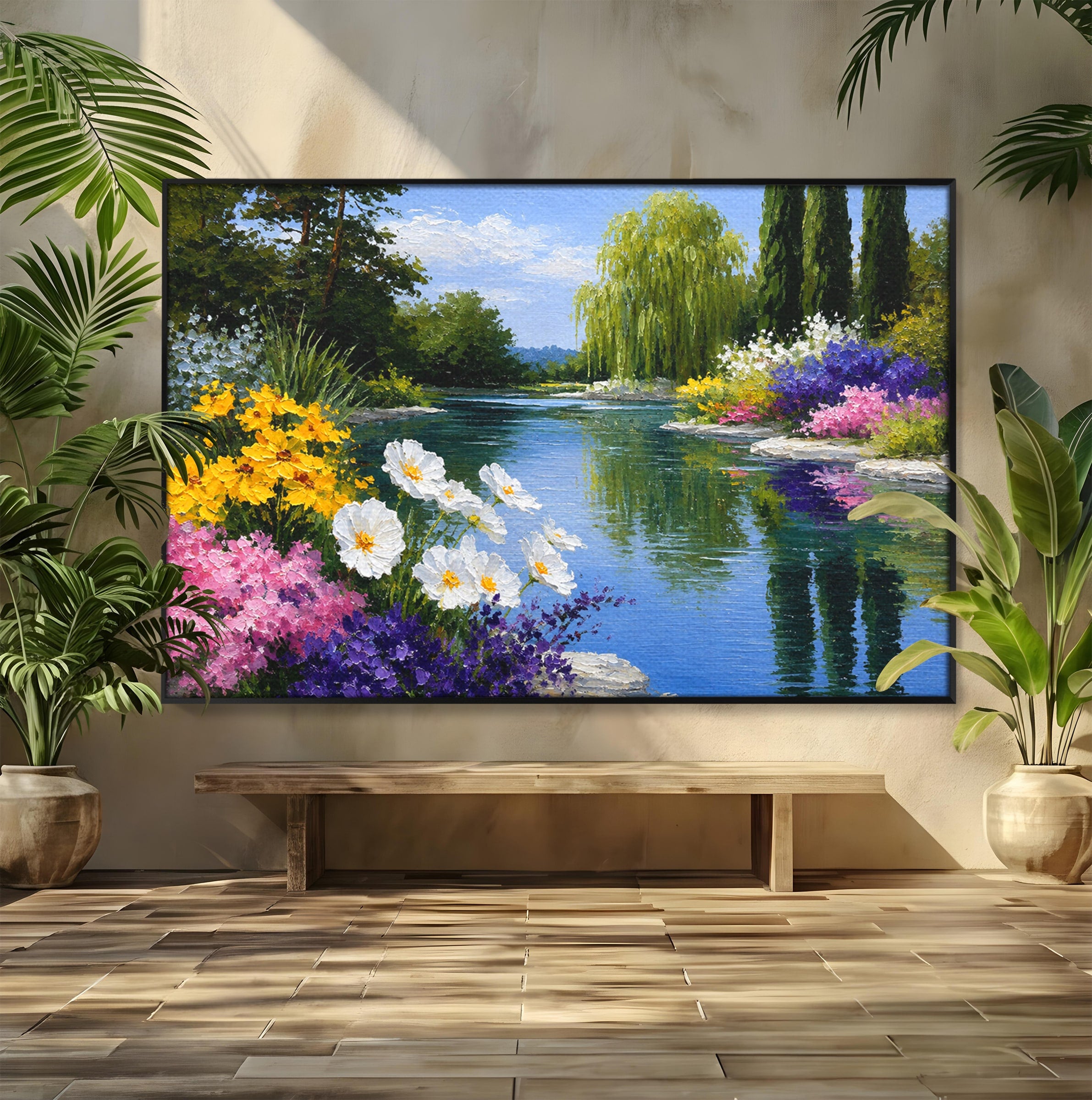 Tablou Canvas Premium LuxCanva® A1675, Peisaj de Vara, Peisaj, Vara, Flori, Natura, Living, Culori Vibrante