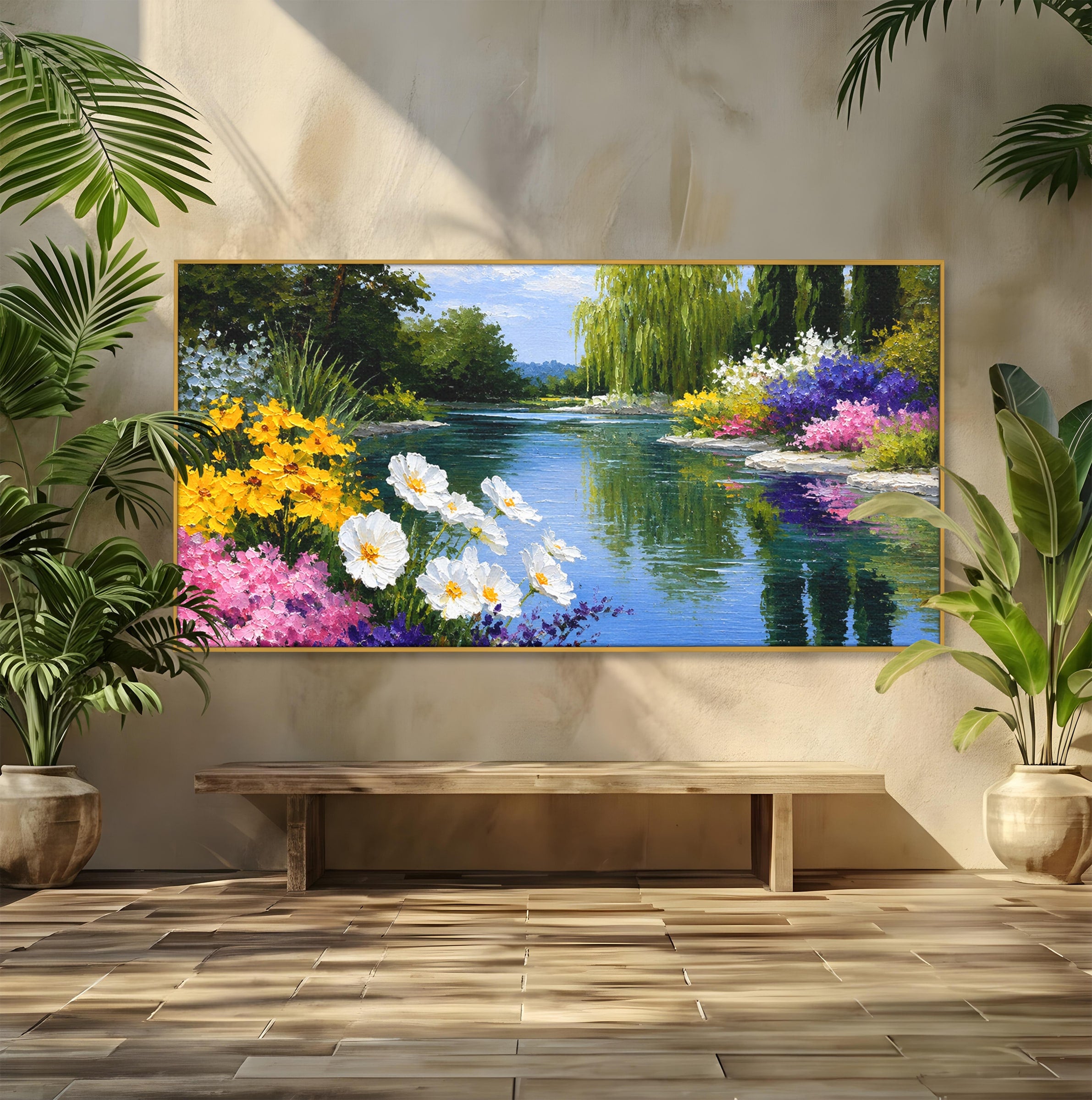 Tablou Canvas Premium LuxCanva® A1675, Peisaj de Vara, Peisaj, Vara, Flori, Natura, Living, Culori Vibrante