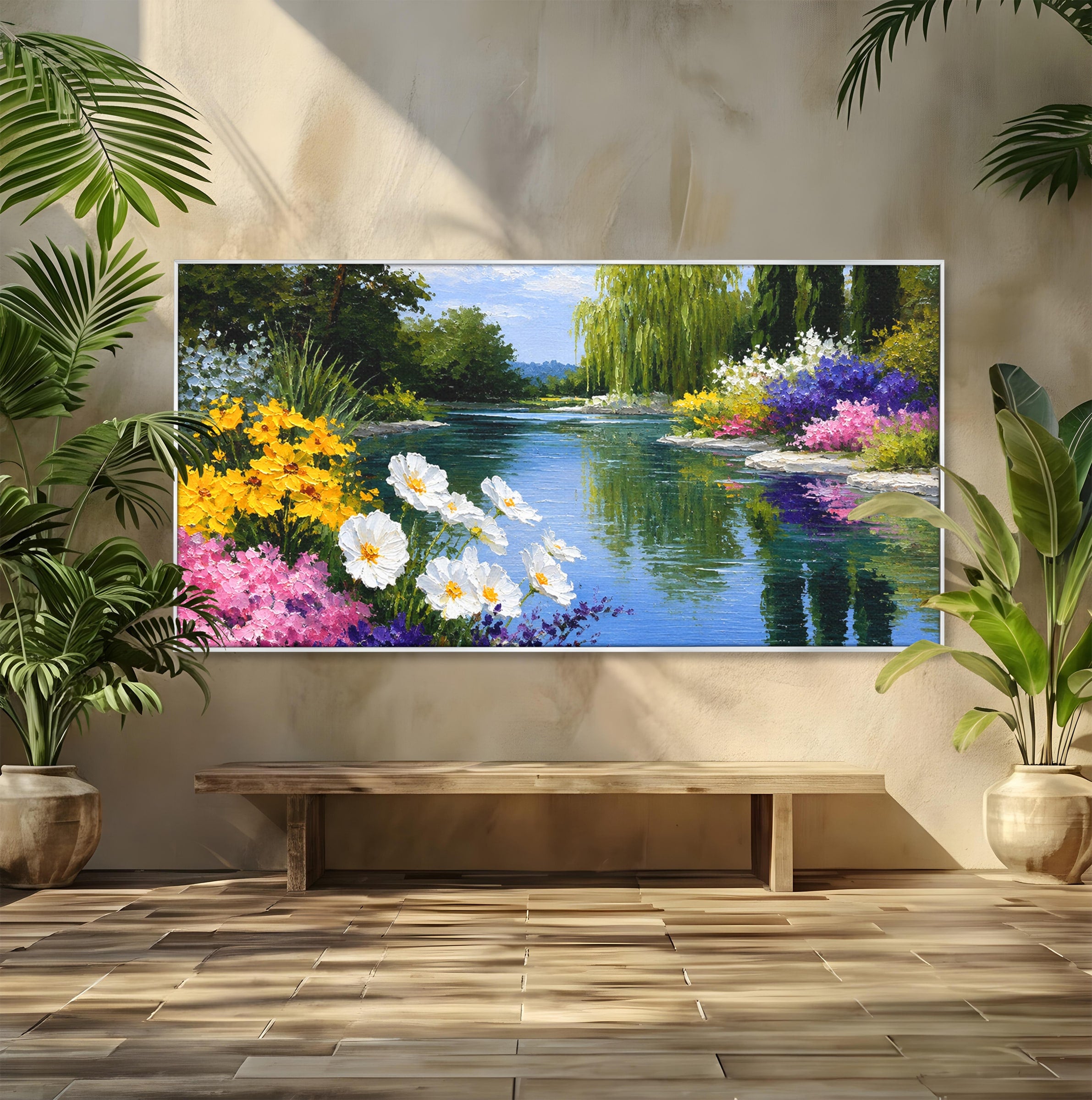 Tablou Canvas Premium LuxCanva® A1675, Peisaj de Vara, Peisaj, Vara, Flori, Natura, Living, Culori Vibrante
