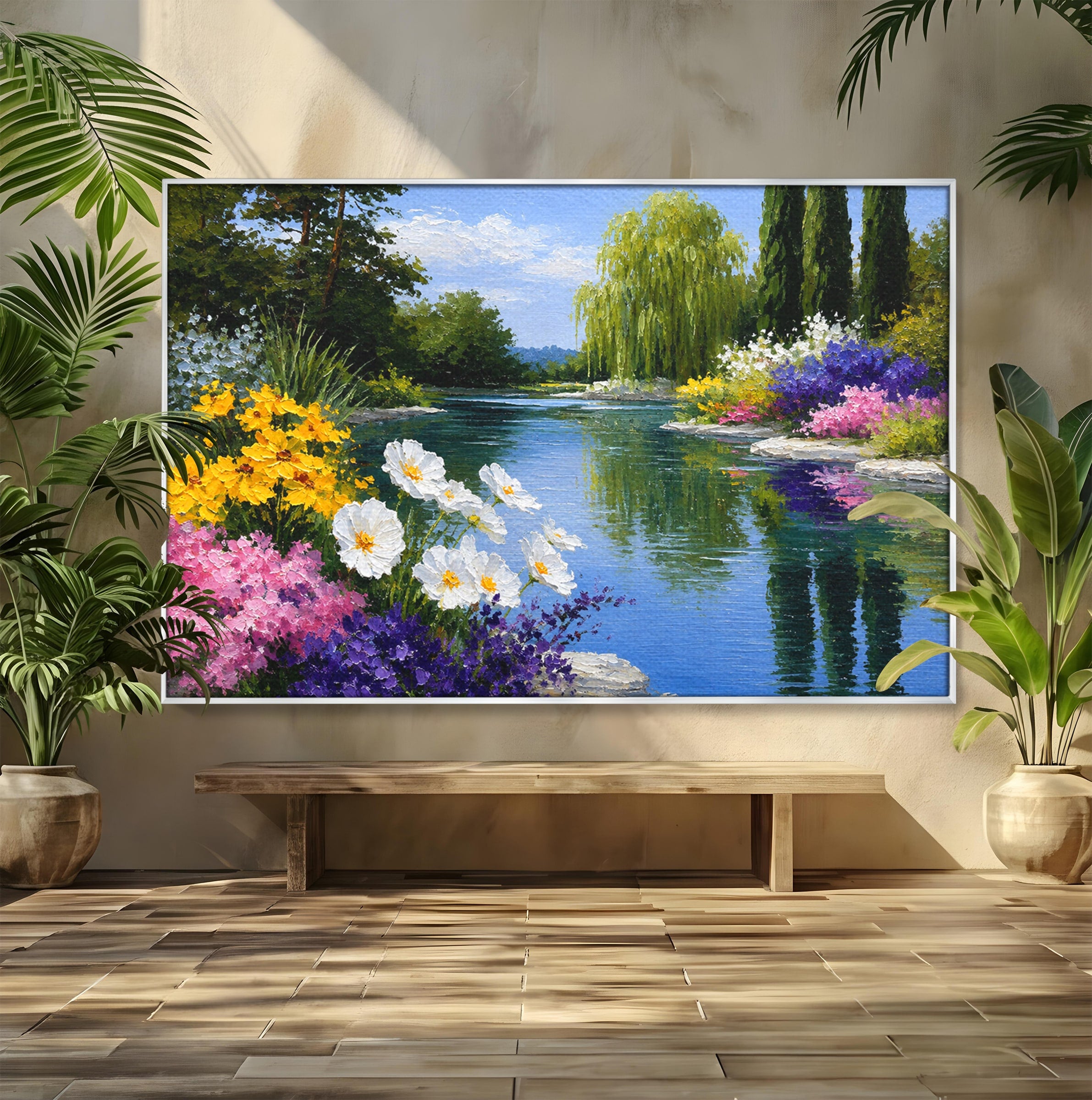 Tablou Canvas Premium LuxCanva® A1675, Peisaj de Vara, Peisaj, Vara, Flori, Natura, Living, Culori Vibrante