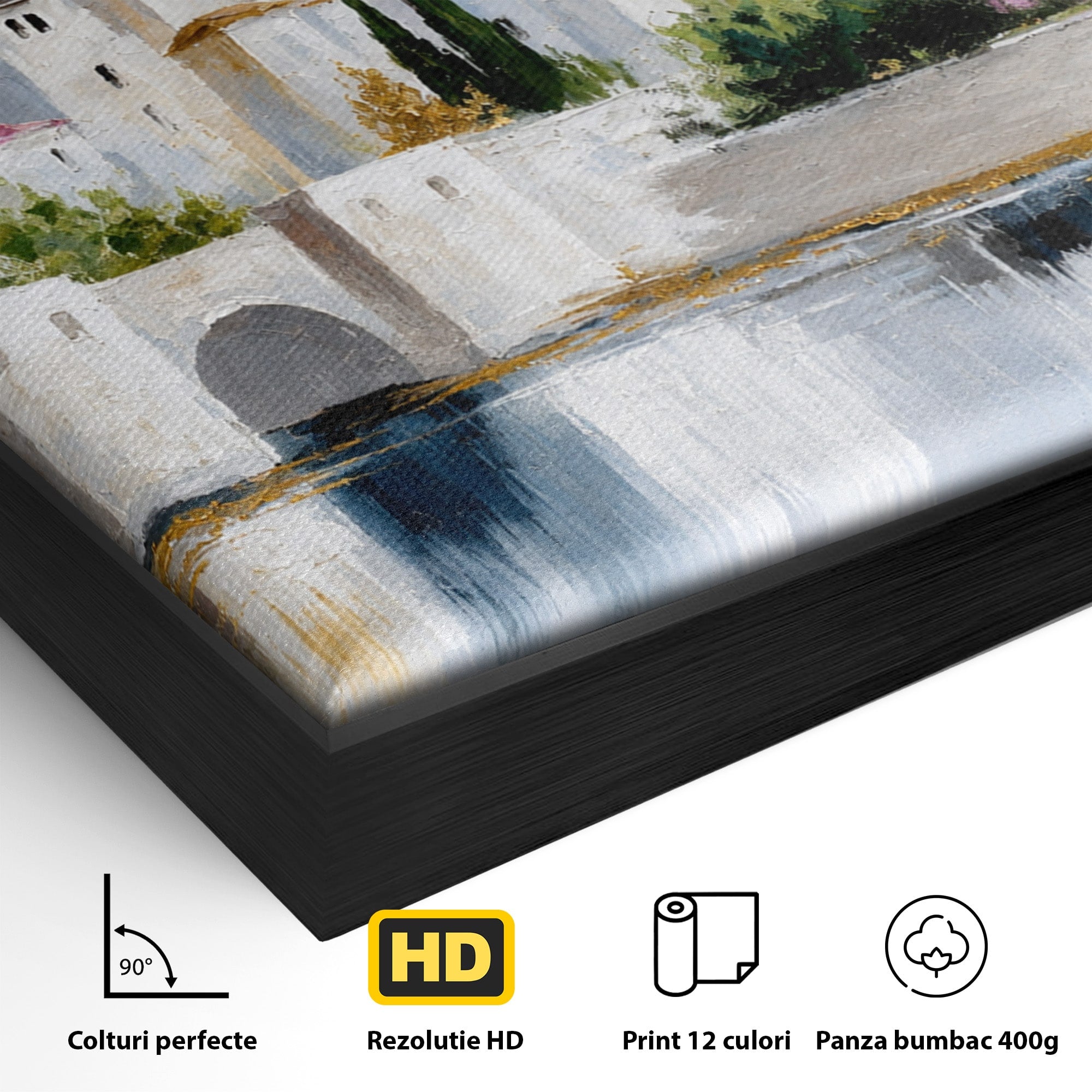 Tablou Canvas Premium LuxCanva® A1676, Oras Mediteranean, Oras, Peisaj, Mediterran, Arhitectura, Living, Dormitor, Culori Vibrante