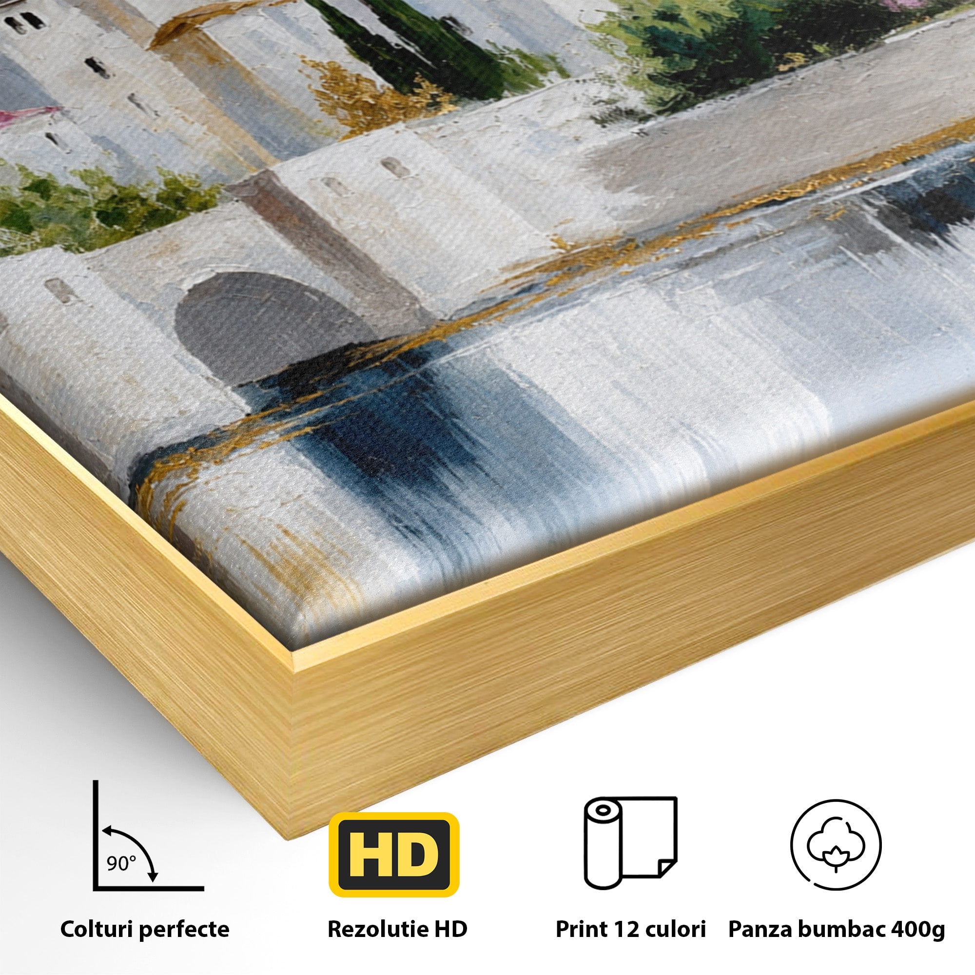 Tablou Canvas Premium LuxCanva® A1676, Oras Mediteranean, Oras, Peisaj, Mediterran, Arhitectura, Living, Dormitor, Culori Vibrante