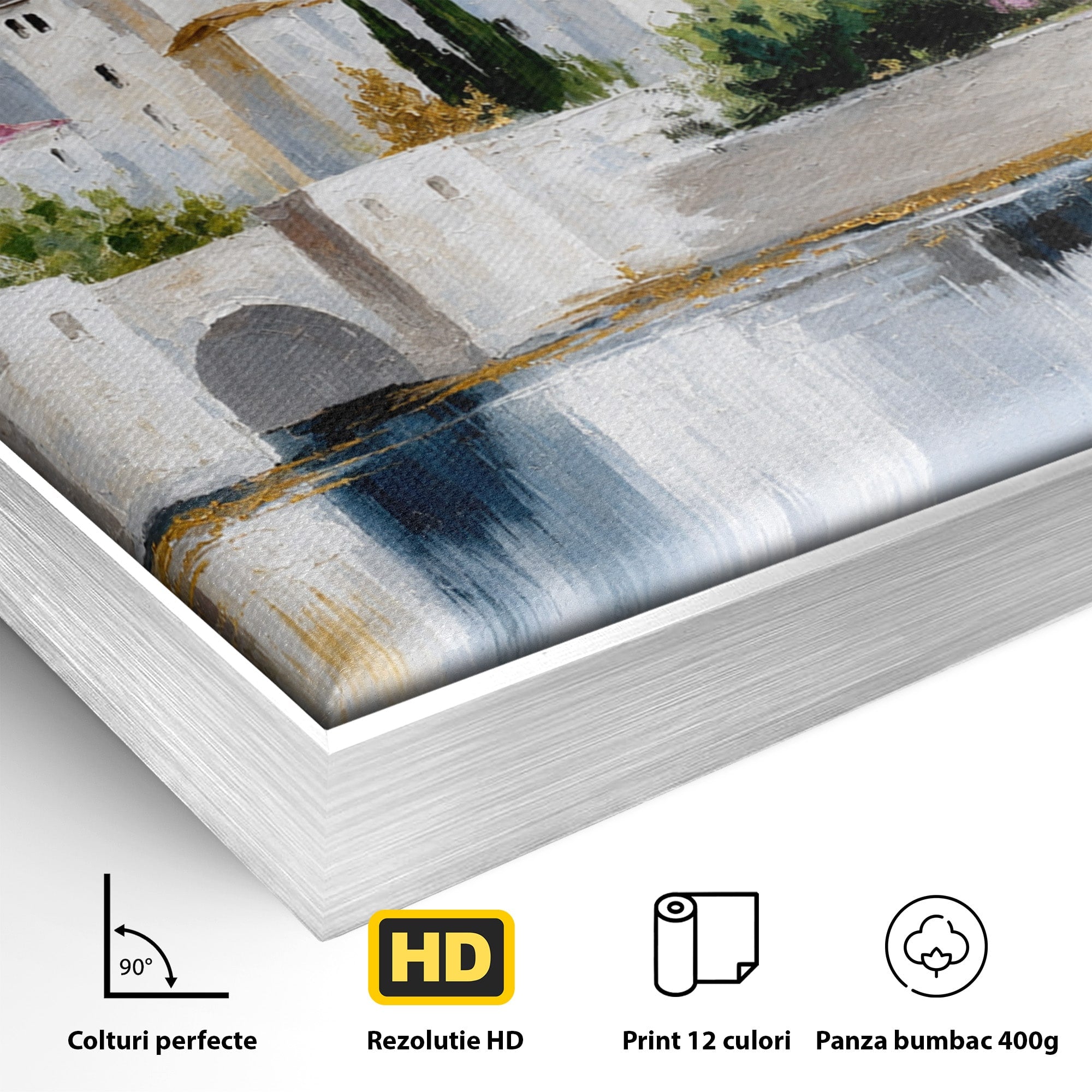 Tablou Canvas Premium LuxCanva® A1676, Oras Mediteranean, Oras, Peisaj, Mediterran, Arhitectura, Living, Dormitor, Culori Vibrante