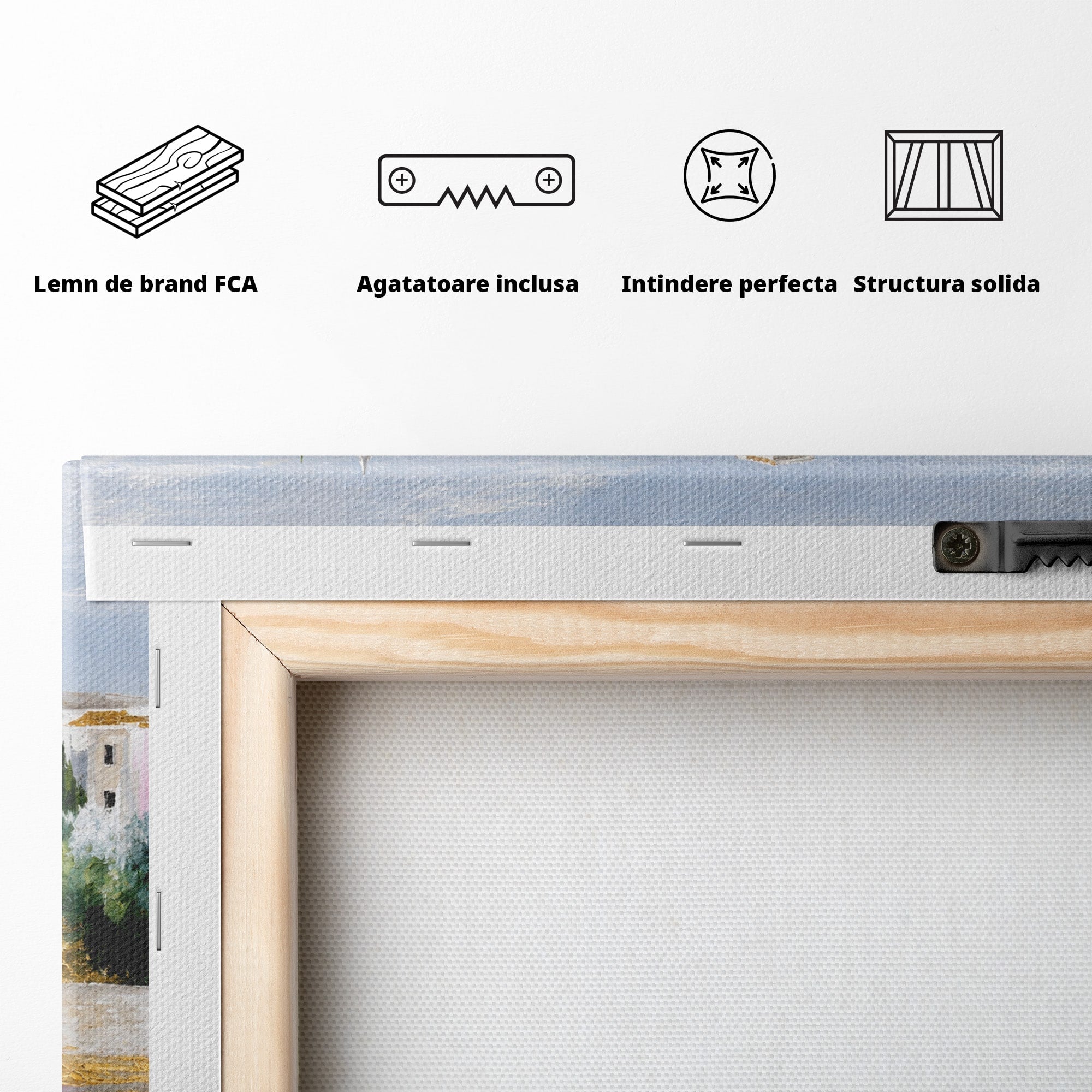 Tablou Canvas Premium LuxCanva® A1676, Oras Mediteranean, Oras, Peisaj, Mediterran, Arhitectura, Living, Dormitor, Culori Vibrante