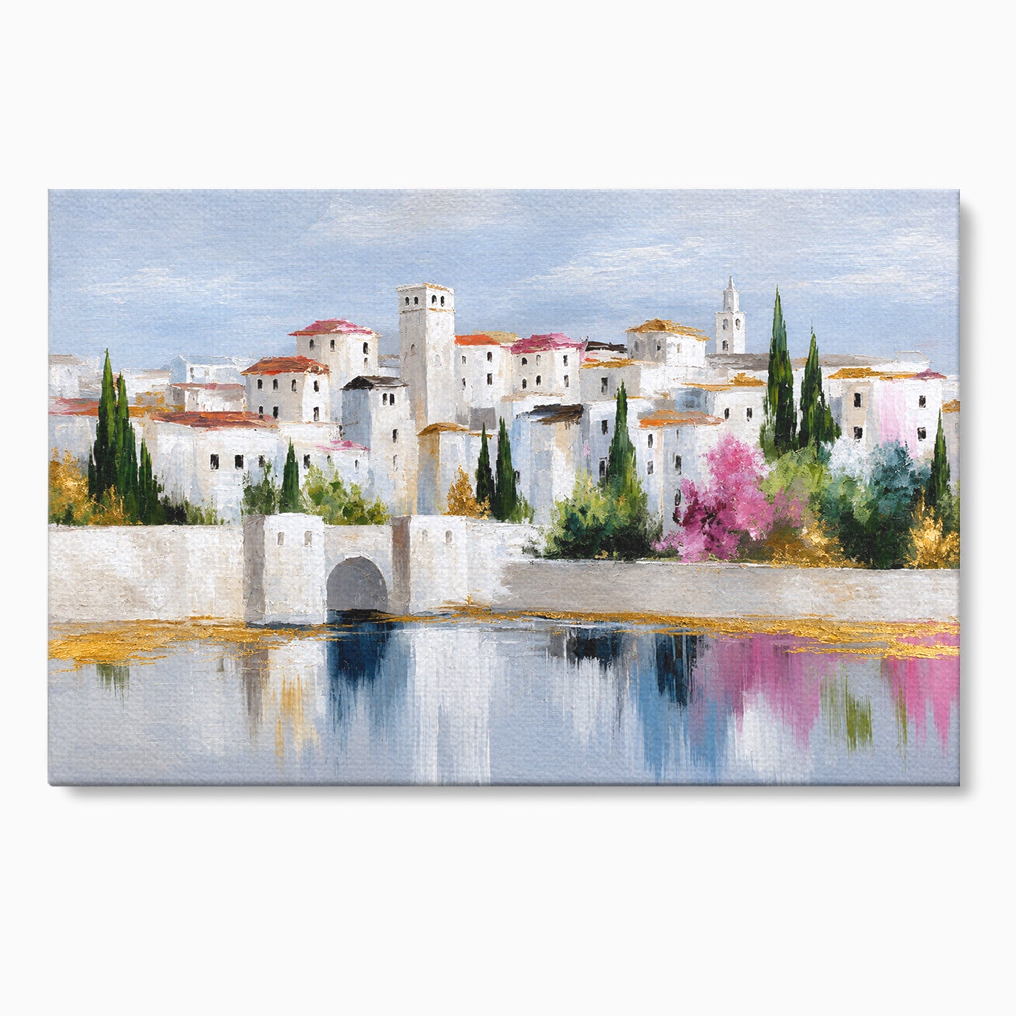 Tablou Canvas Premium LuxCanva® A1676, Oras Mediteranean, Oras, Peisaj, Mediterran, Arhitectura, Living, Dormitor, Culori Vibrante