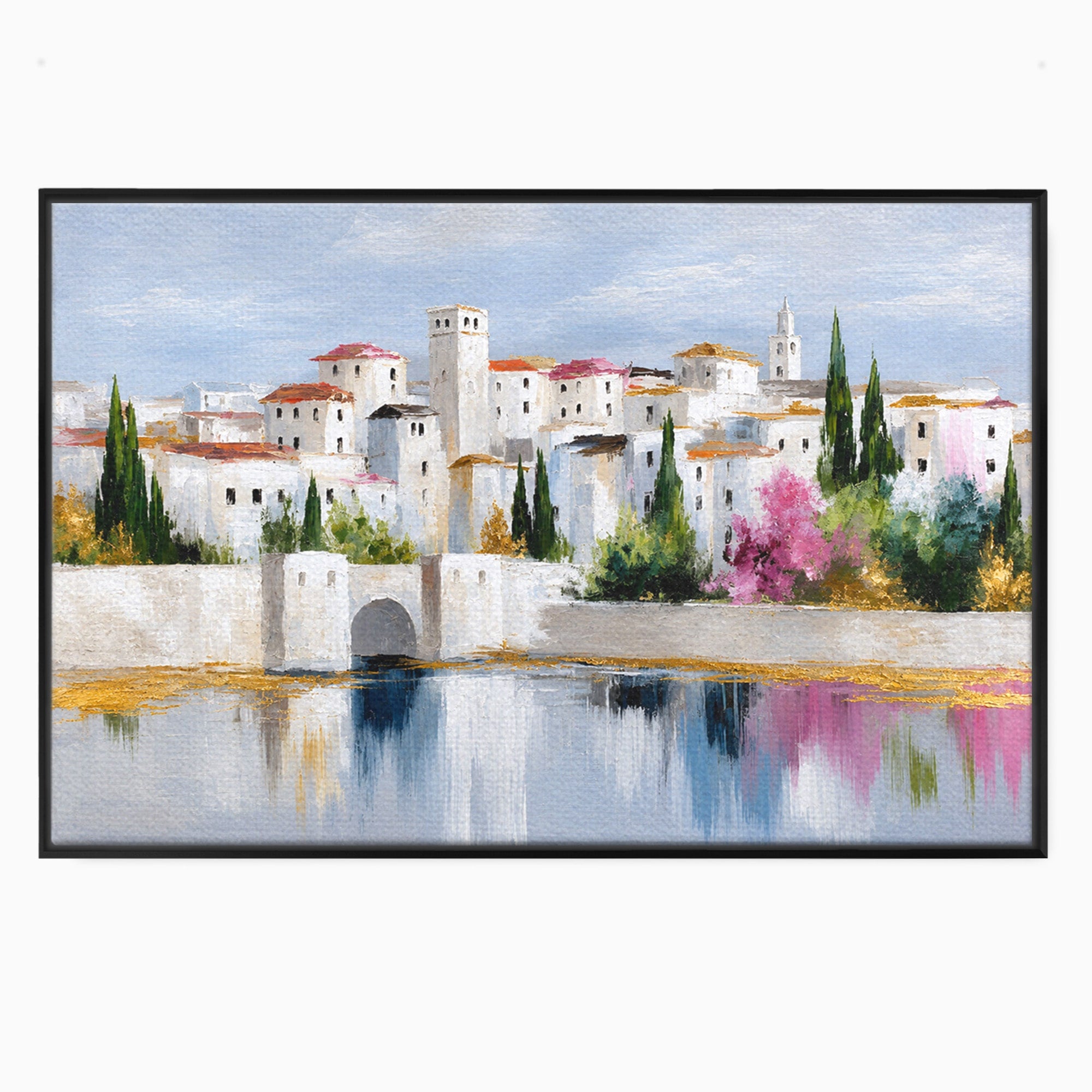 Tablou Canvas Premium LuxCanva® A1676, Oras Mediteranean, Oras, Peisaj, Mediterran, Arhitectura, Living, Dormitor, Culori Vibrante