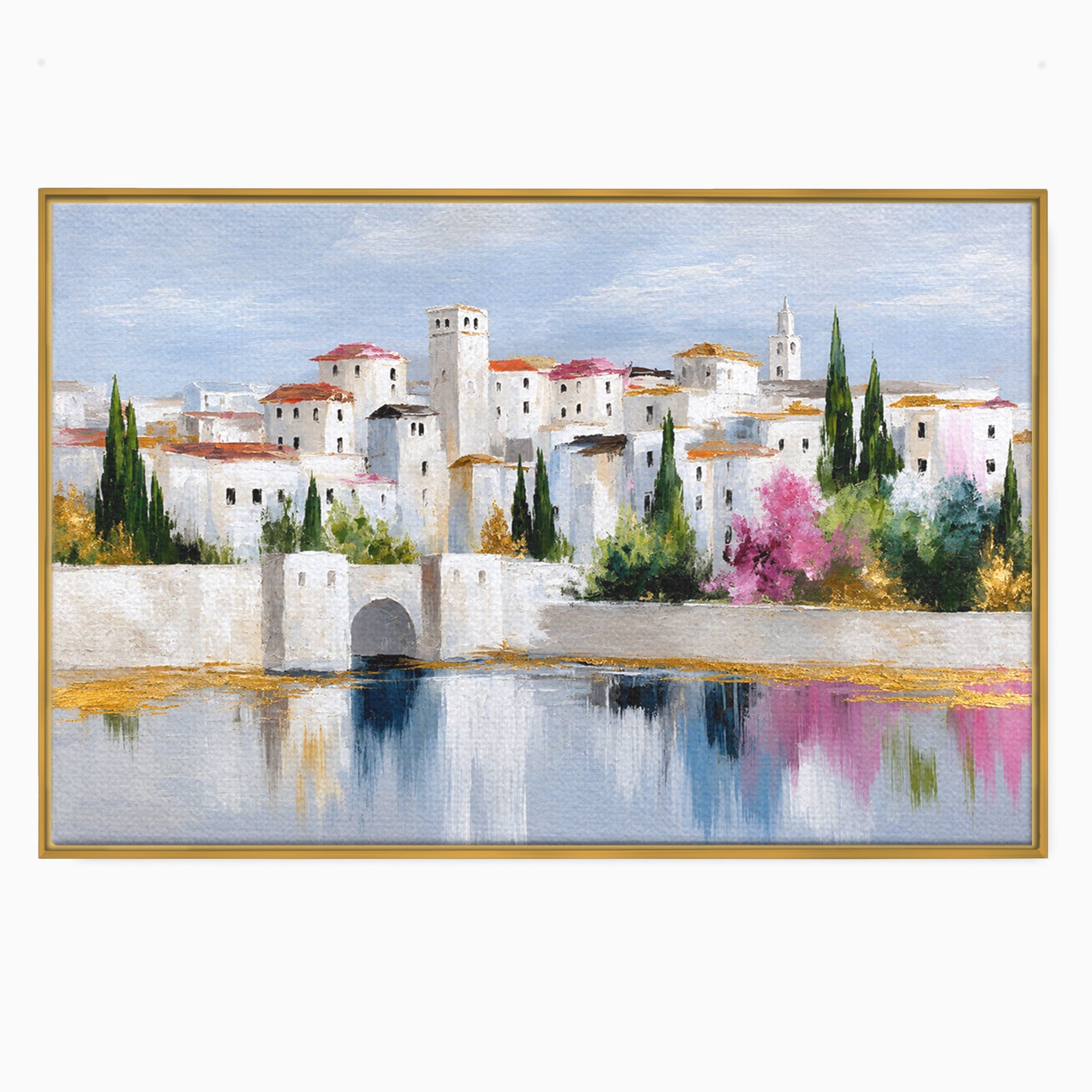 Tablou Canvas Premium LuxCanva® A1676, Oras Mediteranean, Oras, Peisaj, Mediterran, Arhitectura, Living, Dormitor, Culori Vibrante