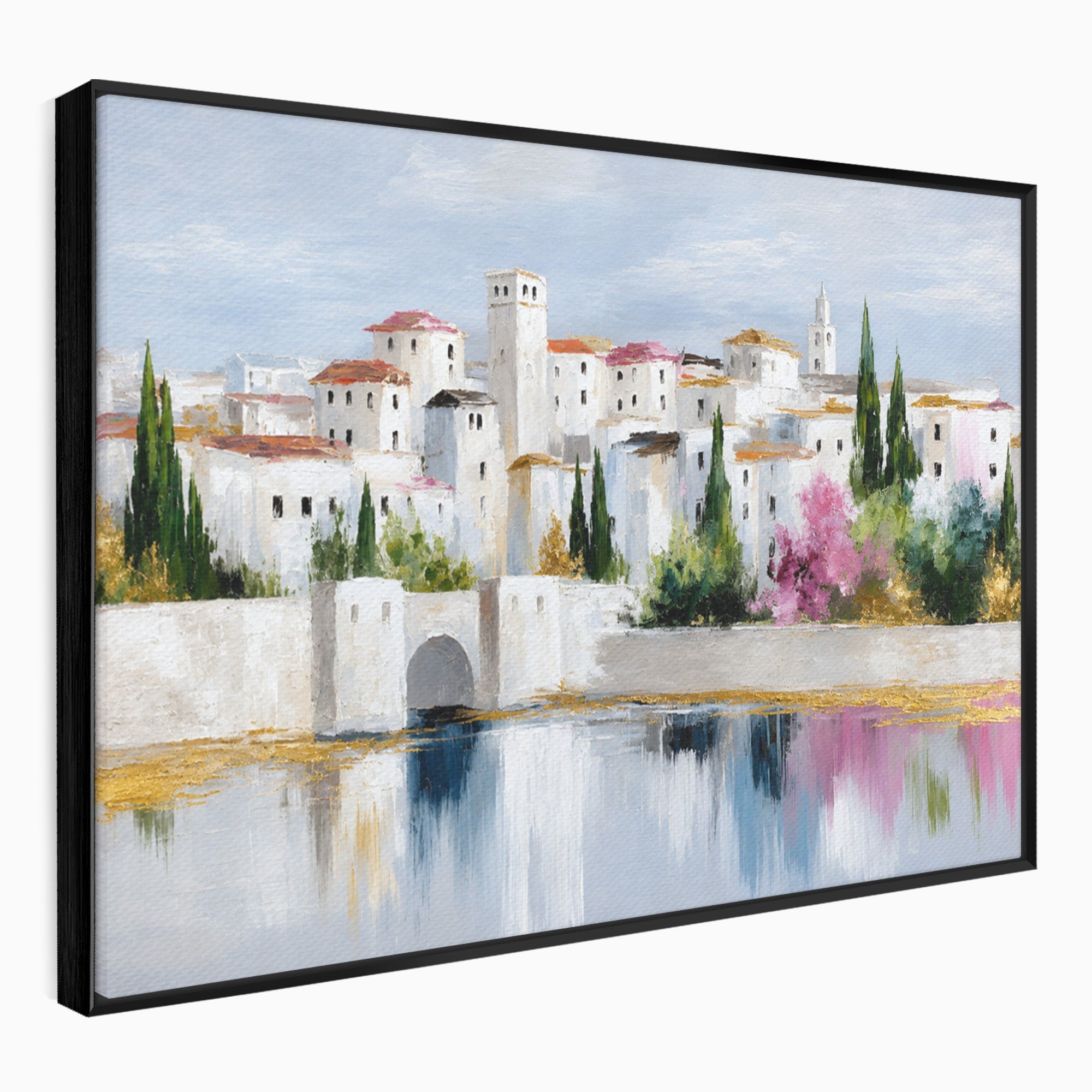 Tablou Canvas Premium LuxCanva® A1676, Oras Mediteranean, Oras, Peisaj, Mediterran, Arhitectura, Living, Dormitor, Culori Vibrante