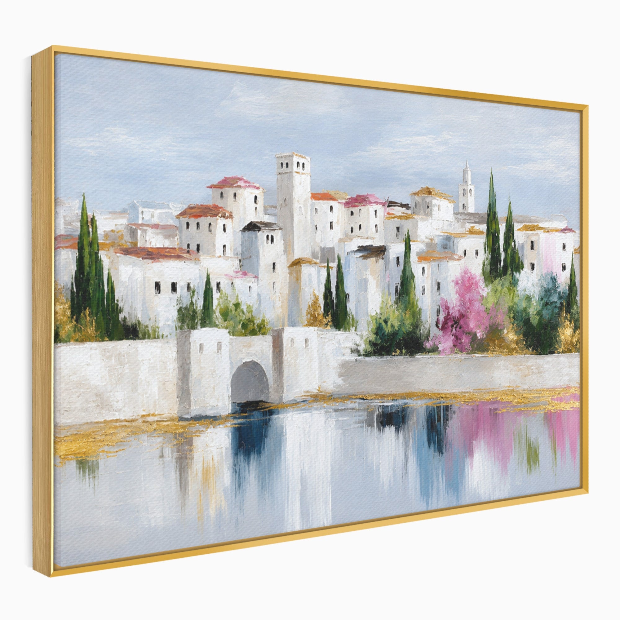 Tablou Canvas Premium LuxCanva® A1676, Oras Mediteranean, Oras, Peisaj, Mediterran, Arhitectura, Living, Dormitor, Culori Vibrante