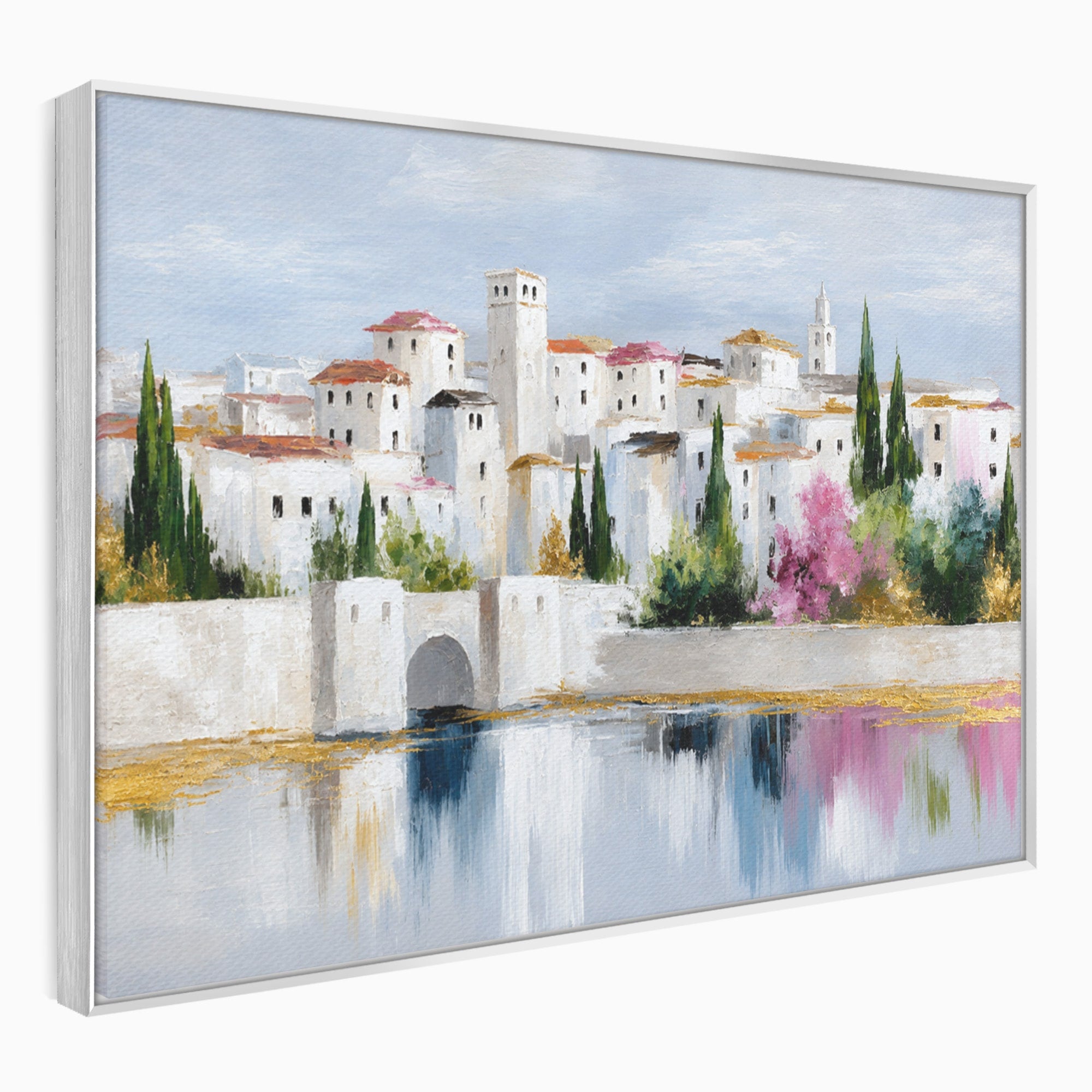 Tablou Canvas Premium LuxCanva® A1676, Oras Mediteranean, Oras, Peisaj, Mediterran, Arhitectura, Living, Dormitor, Culori Vibrante