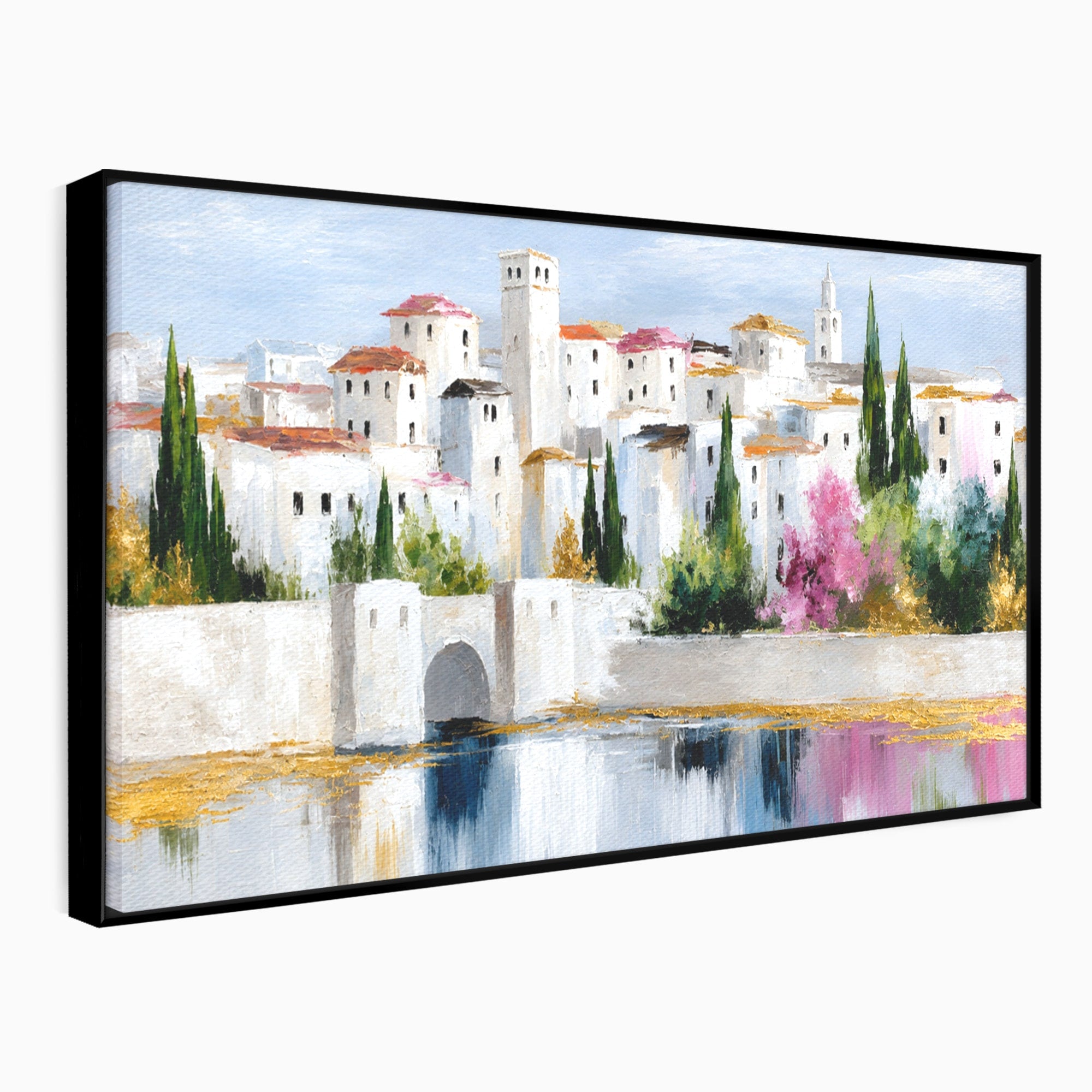 Tablou Canvas Premium LuxCanva® A1676, Oras Mediteranean, Oras, Peisaj, Mediterran, Arhitectura, Living, Dormitor, Culori Vibrante