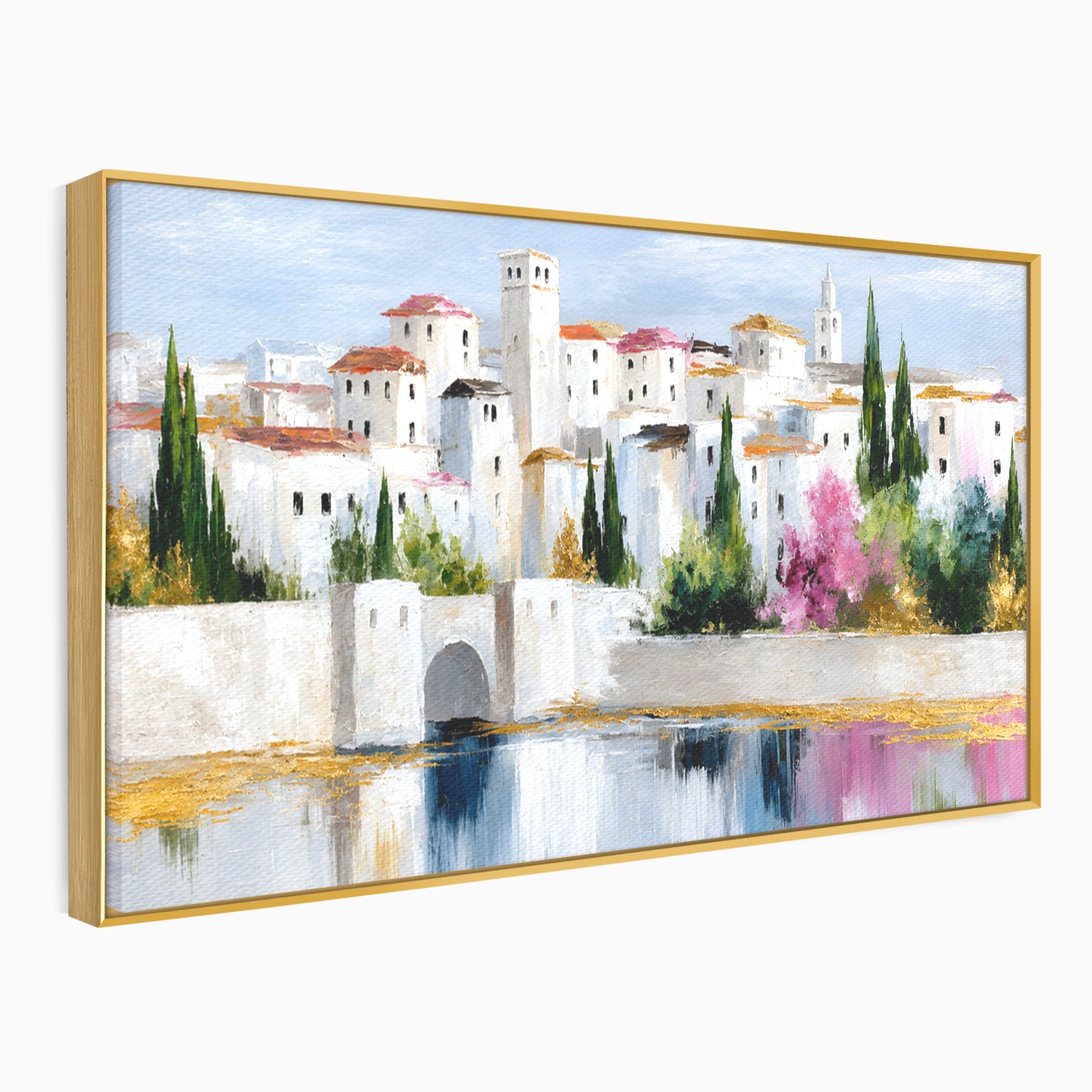 Tablou Canvas Premium LuxCanva® A1676, Oras Mediteranean, Oras, Peisaj, Mediterran, Arhitectura, Living, Dormitor, Culori Vibrante
