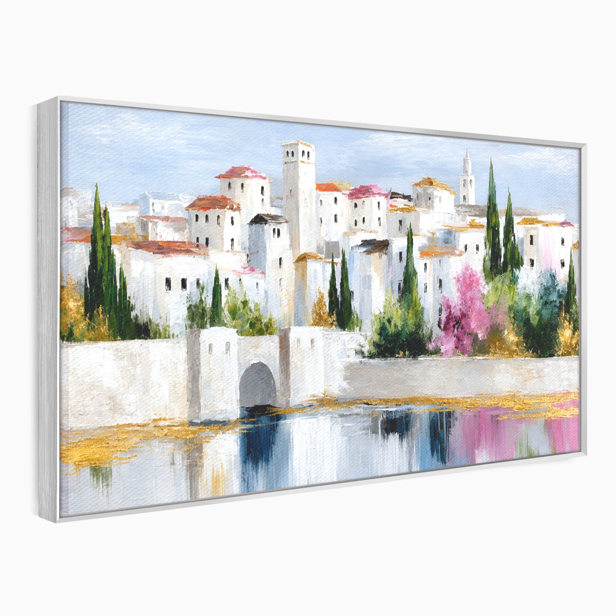 Tablou Canvas Premium LuxCanva® A1676, Oras Mediteranean, Oras, Peisaj, Mediterran, Arhitectura, Living, Dormitor, Culori Vibrante