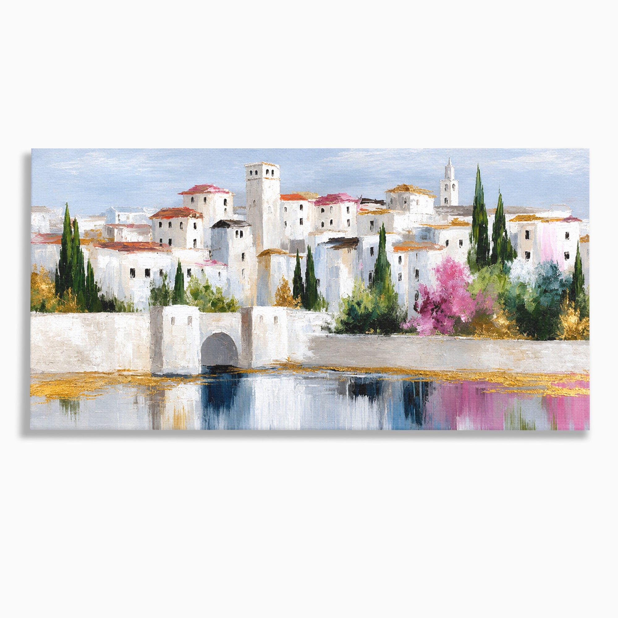 Tablou Canvas Premium LuxCanva® A1676, Oras Mediteranean, Oras, Peisaj, Mediterran, Arhitectura, Living, Dormitor, Culori Vibrante