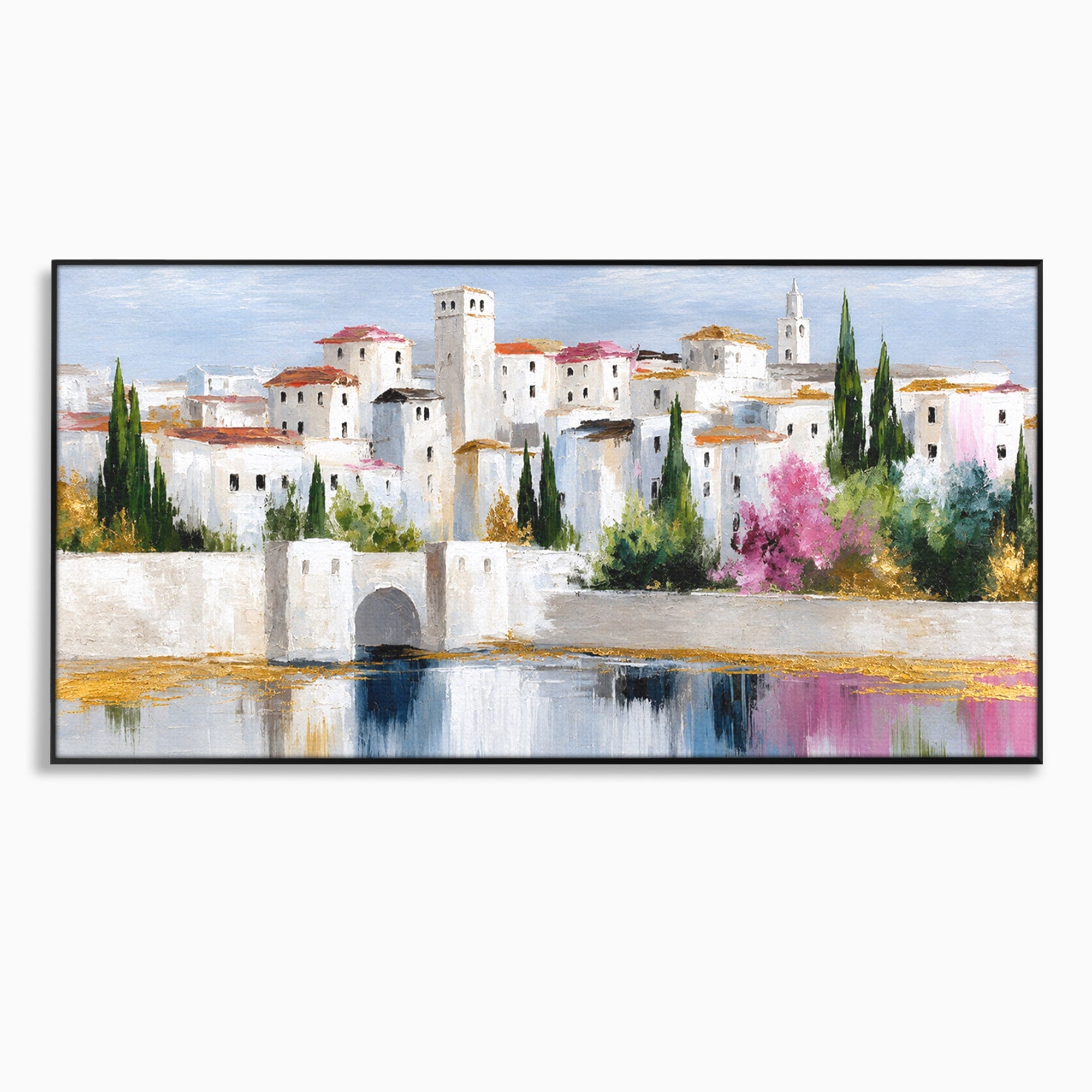 Tablou Canvas Premium LuxCanva® A1676, Oras Mediteranean, Oras, Peisaj, Mediterran, Arhitectura, Living, Dormitor, Culori Vibrante