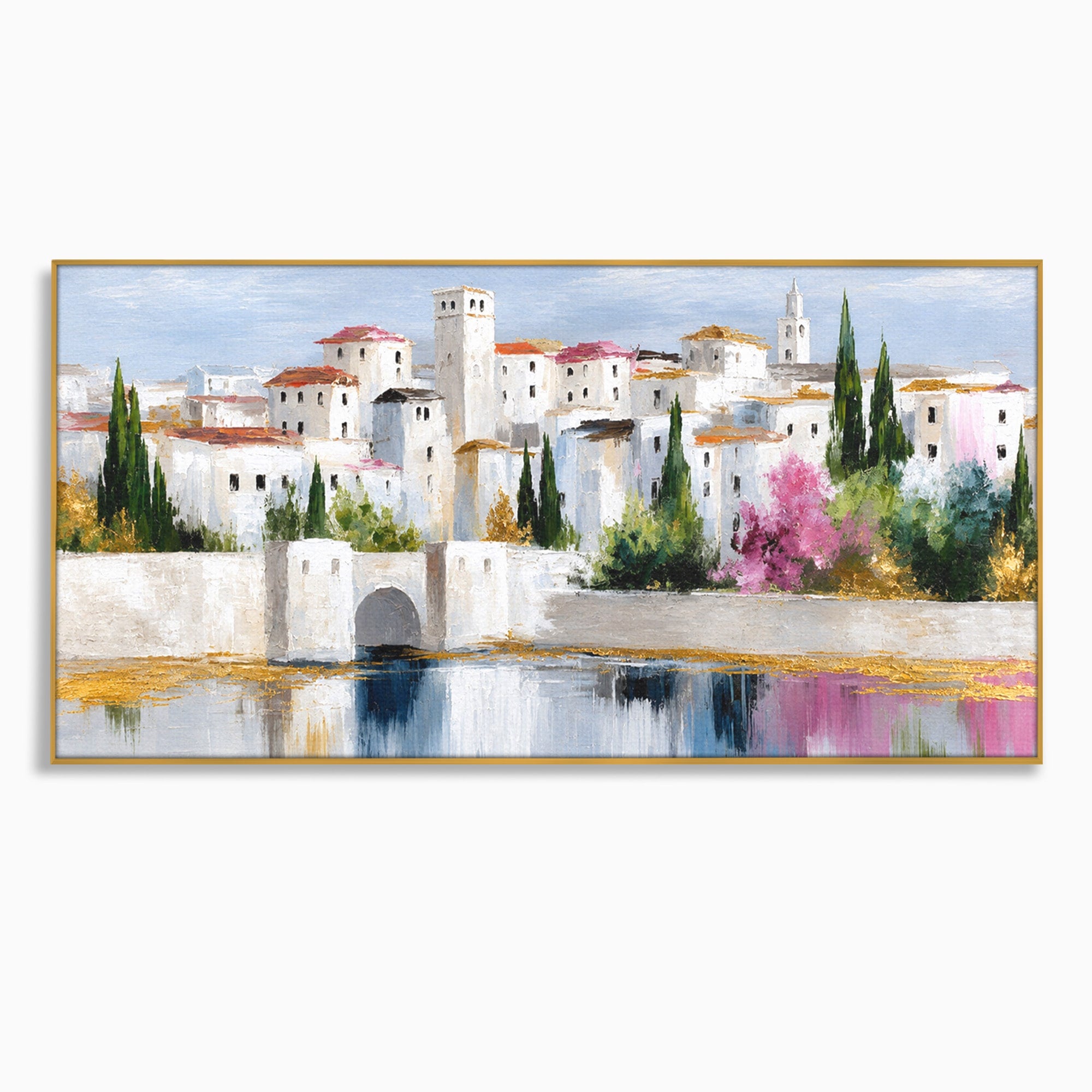 Tablou Canvas Premium LuxCanva® A1676, Oras Mediteranean, Oras, Peisaj, Mediterran, Arhitectura, Living, Dormitor, Culori Vibrante