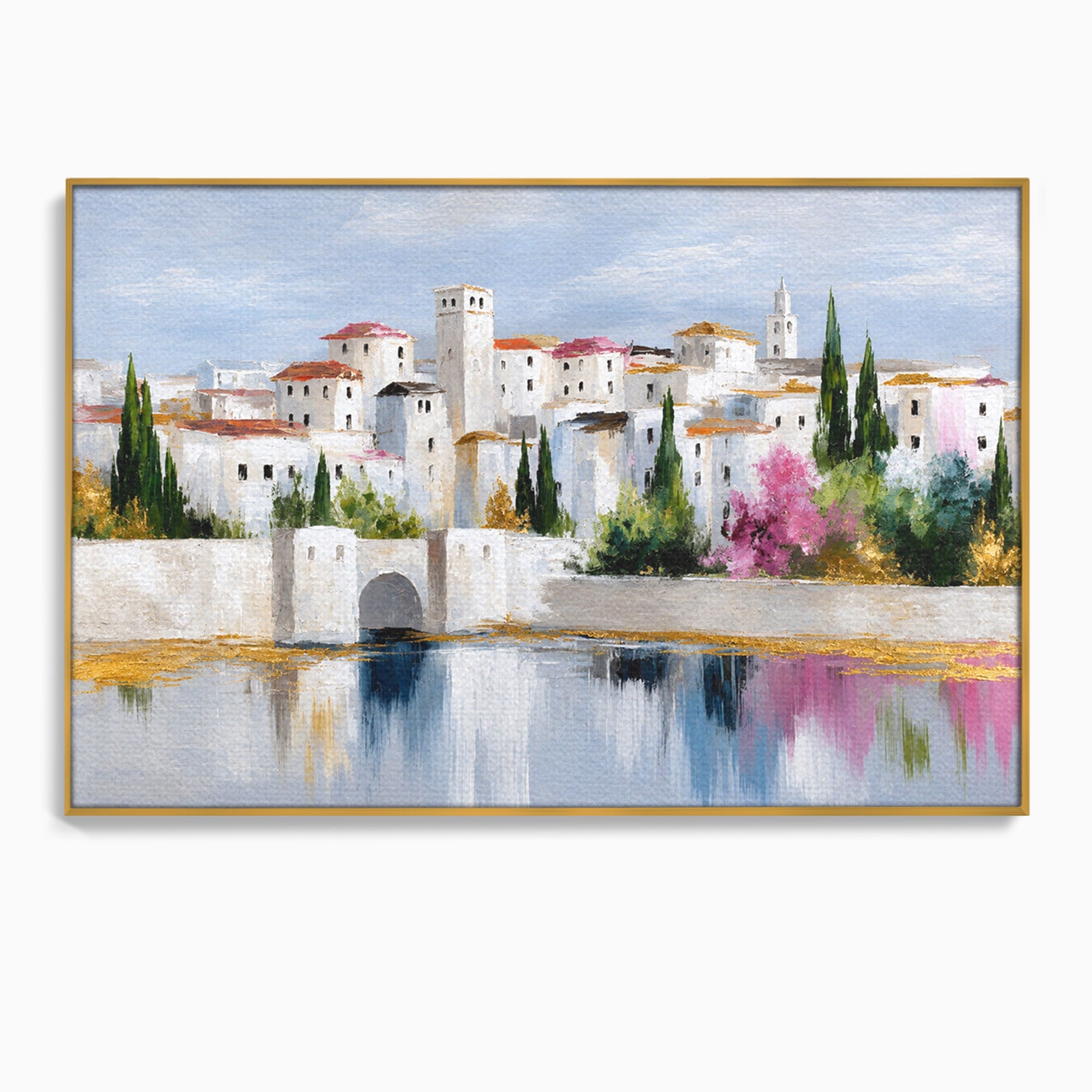 Tablou Canvas Premium LuxCanva® A1676, Oras Mediteranean, Oras, Peisaj, Mediterran, Arhitectura, Living, Dormitor, Culori Vibrante