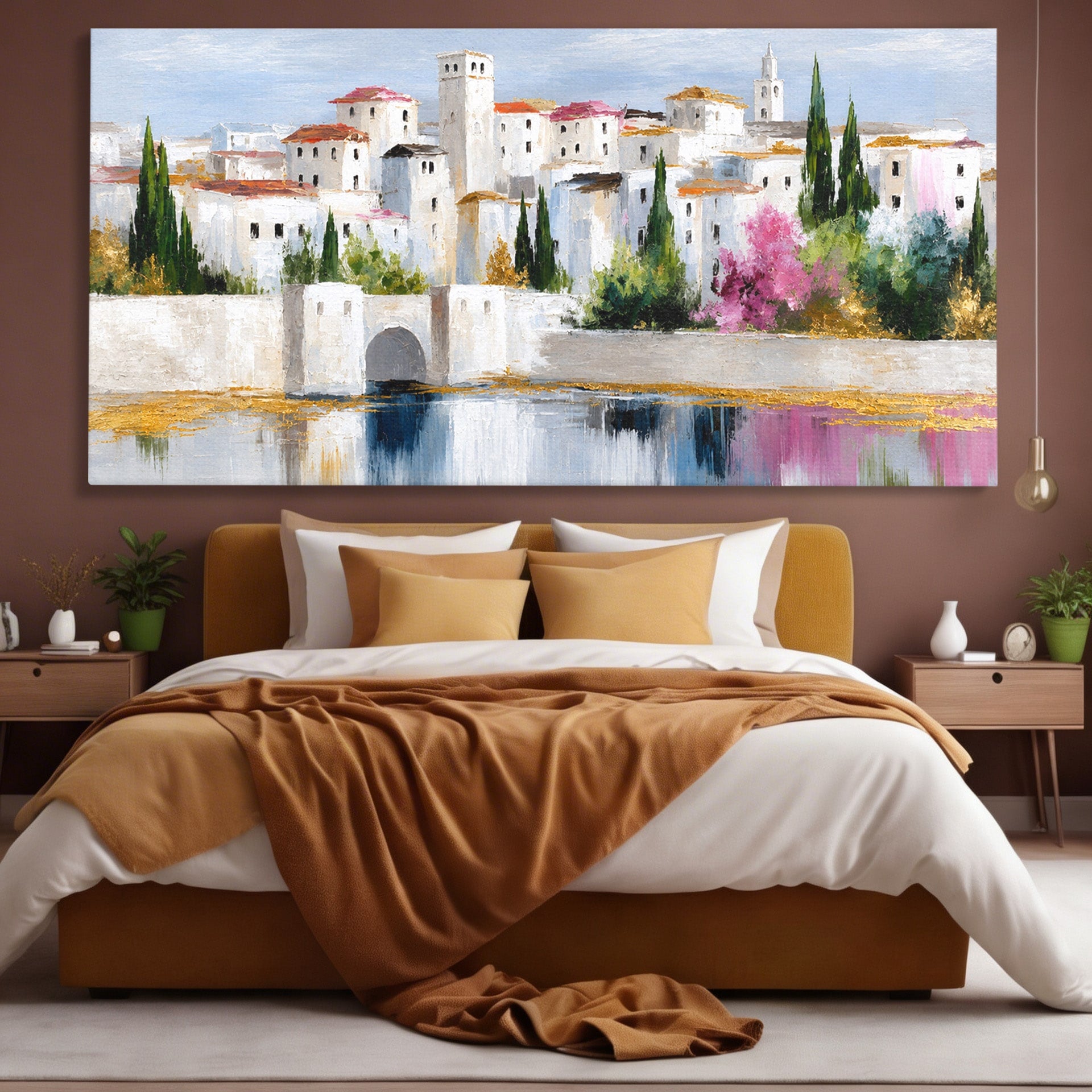 Tablou Canvas Premium LuxCanva® A1676, Oras Mediteranean, Oras, Peisaj, Mediterran, Arhitectura, Living, Dormitor, Culori Vibrante