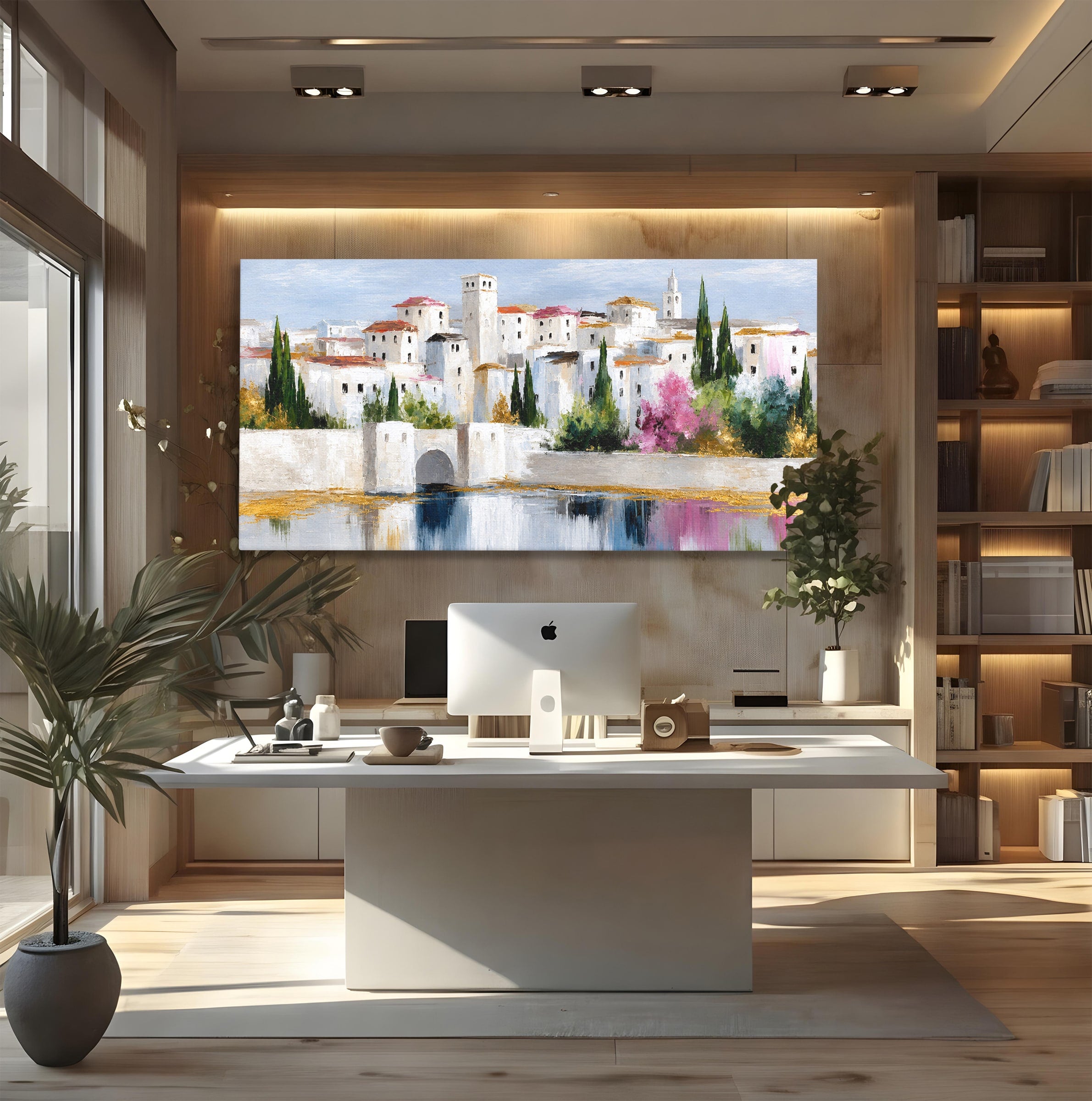 Tablou Canvas Premium LuxCanva® A1676, Oras Mediteranean, Oras, Peisaj, Mediterran, Arhitectura, Living, Dormitor, Culori Vibrante