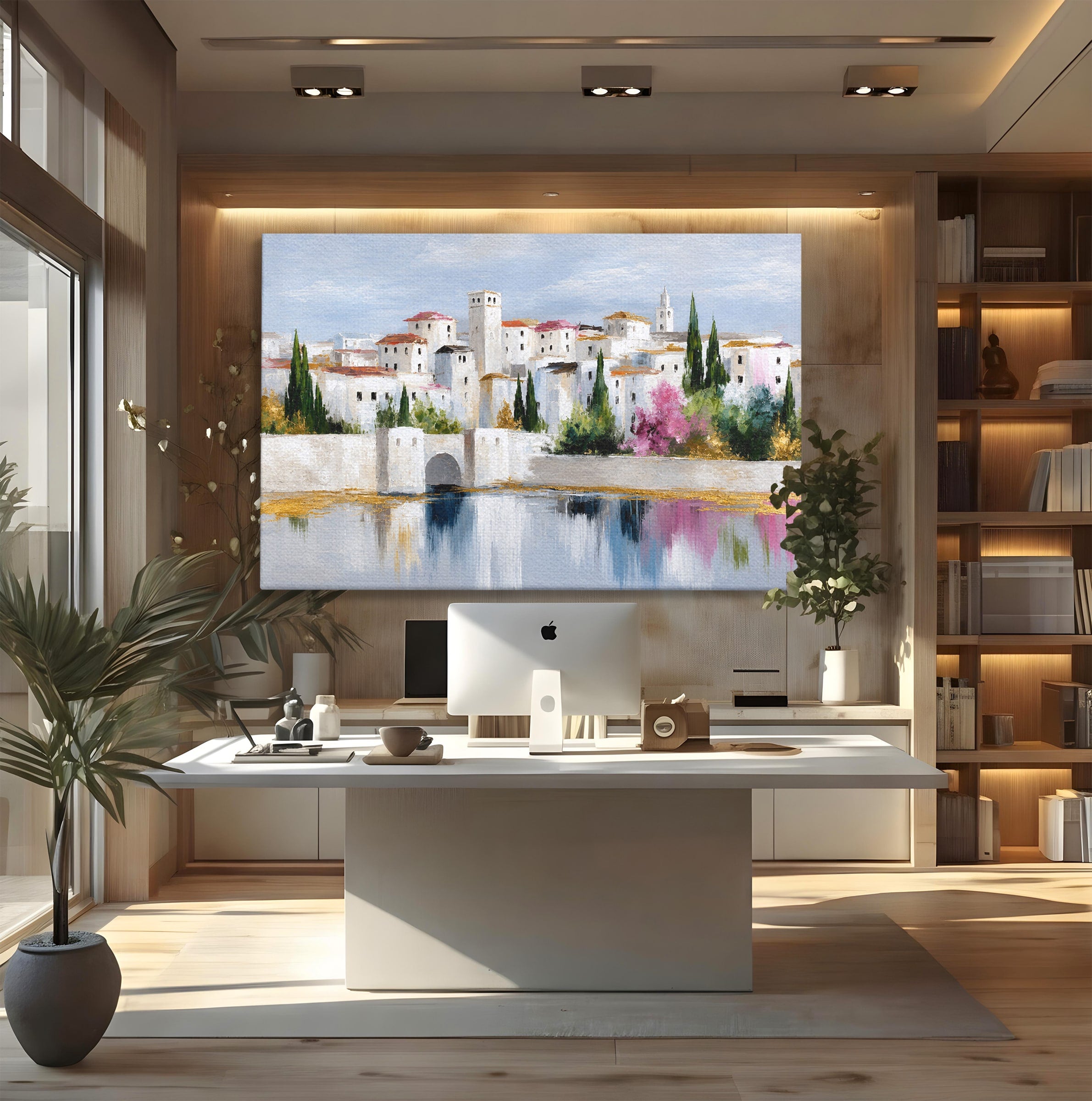 Tablou Canvas Premium LuxCanva® A1676, Oras Mediteranean, Oras, Peisaj, Mediterran, Arhitectura, Living, Dormitor, Culori Vibrante