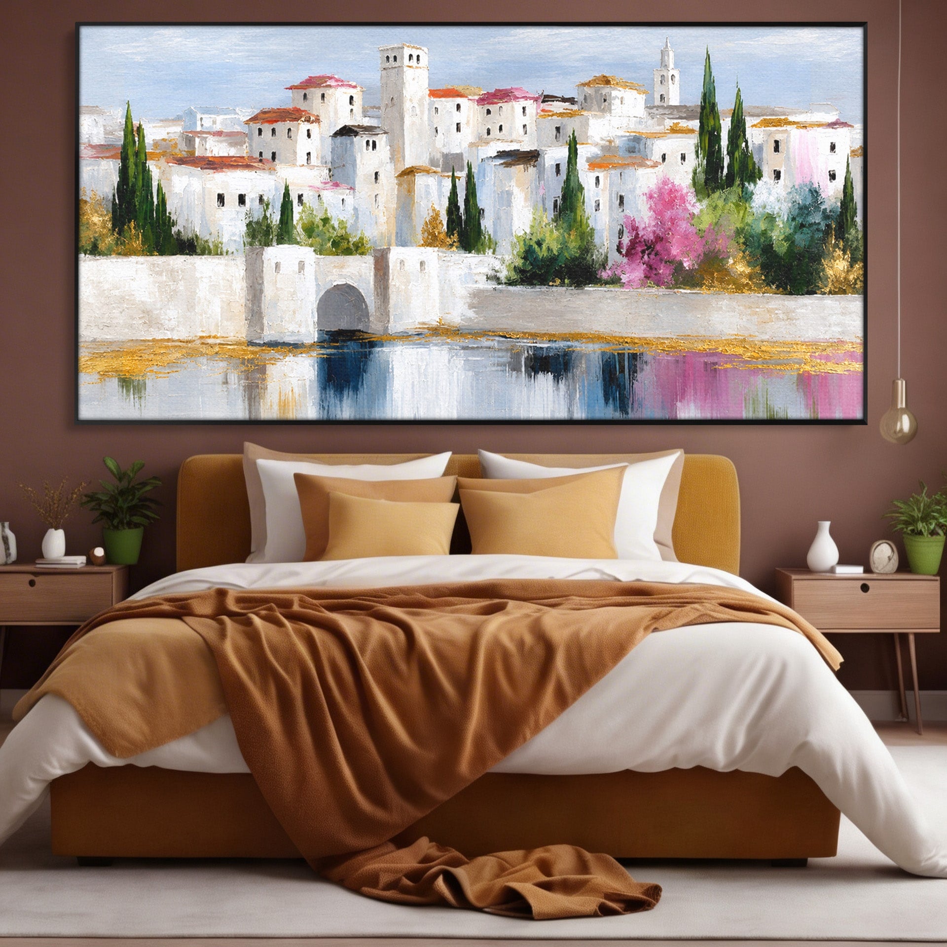 Tablou Canvas Premium LuxCanva® A1676, Oras Mediteranean, Oras, Peisaj, Mediterran, Arhitectura, Living, Dormitor, Culori Vibrante