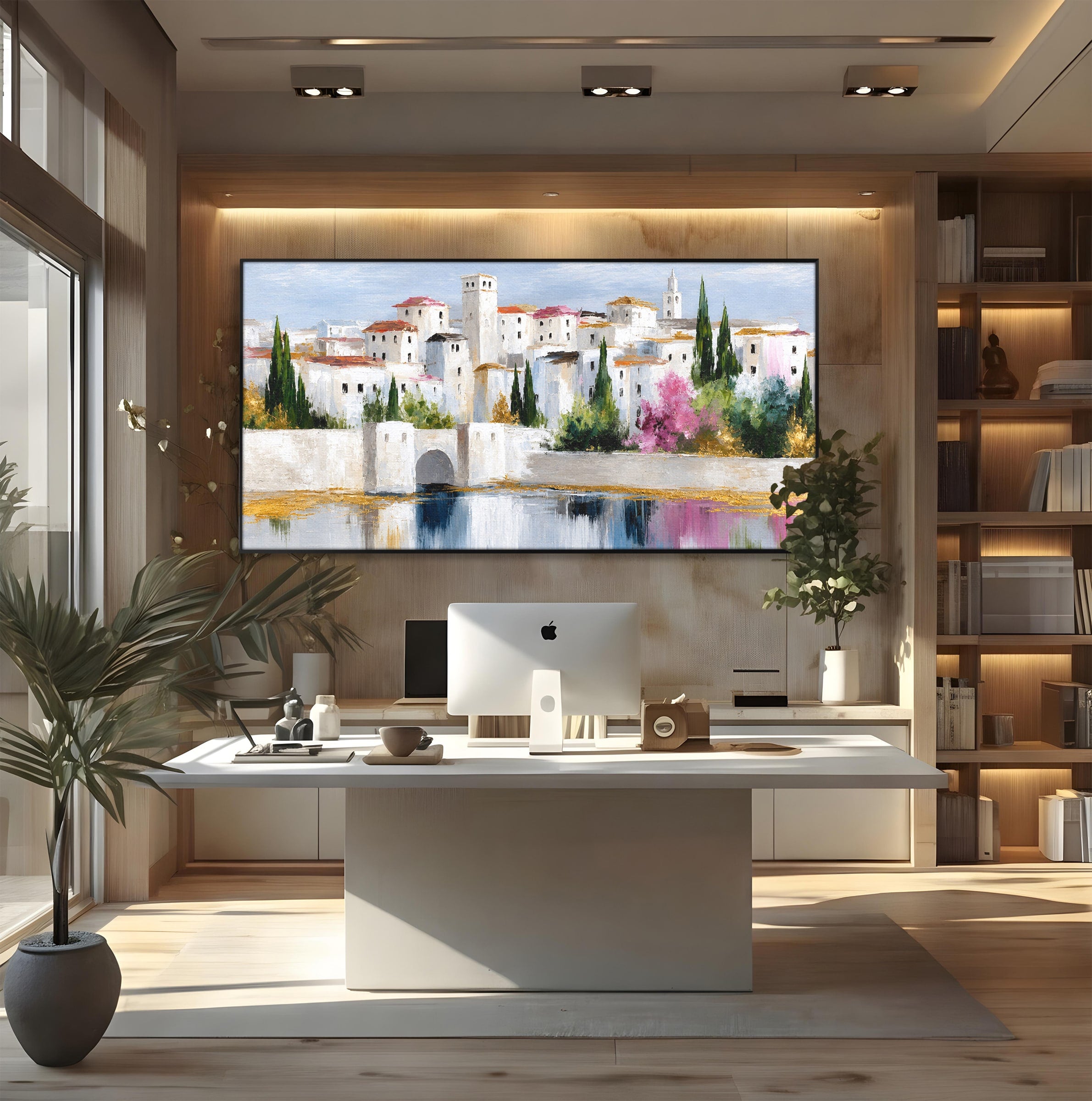 Tablou Canvas Premium LuxCanva® A1676, Oras Mediteranean, Oras, Peisaj, Mediterran, Arhitectura, Living, Dormitor, Culori Vibrante