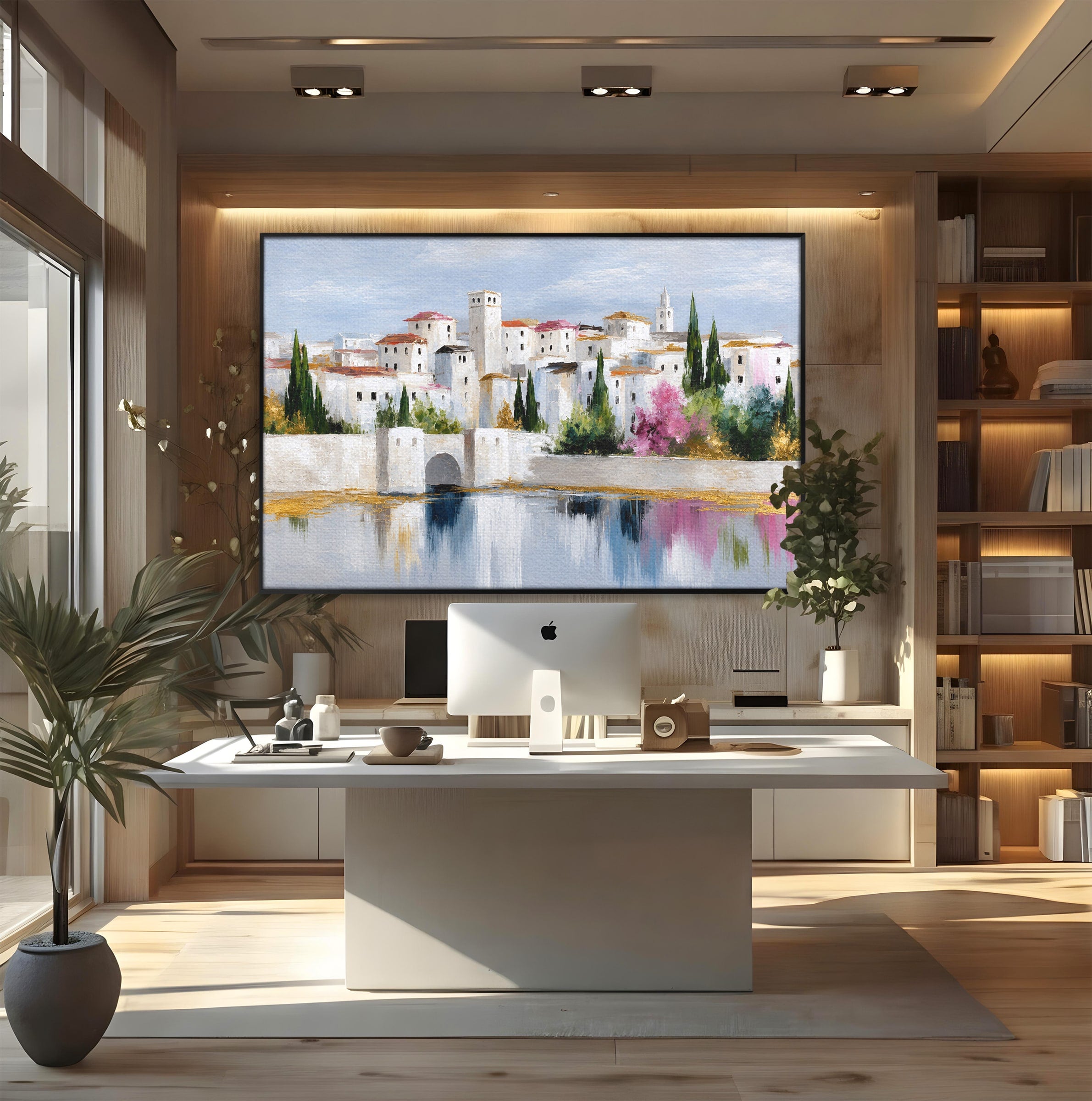 Tablou Canvas Premium LuxCanva® A1676, Oras Mediteranean, Oras, Peisaj, Mediterran, Arhitectura, Living, Dormitor, Culori Vibrante