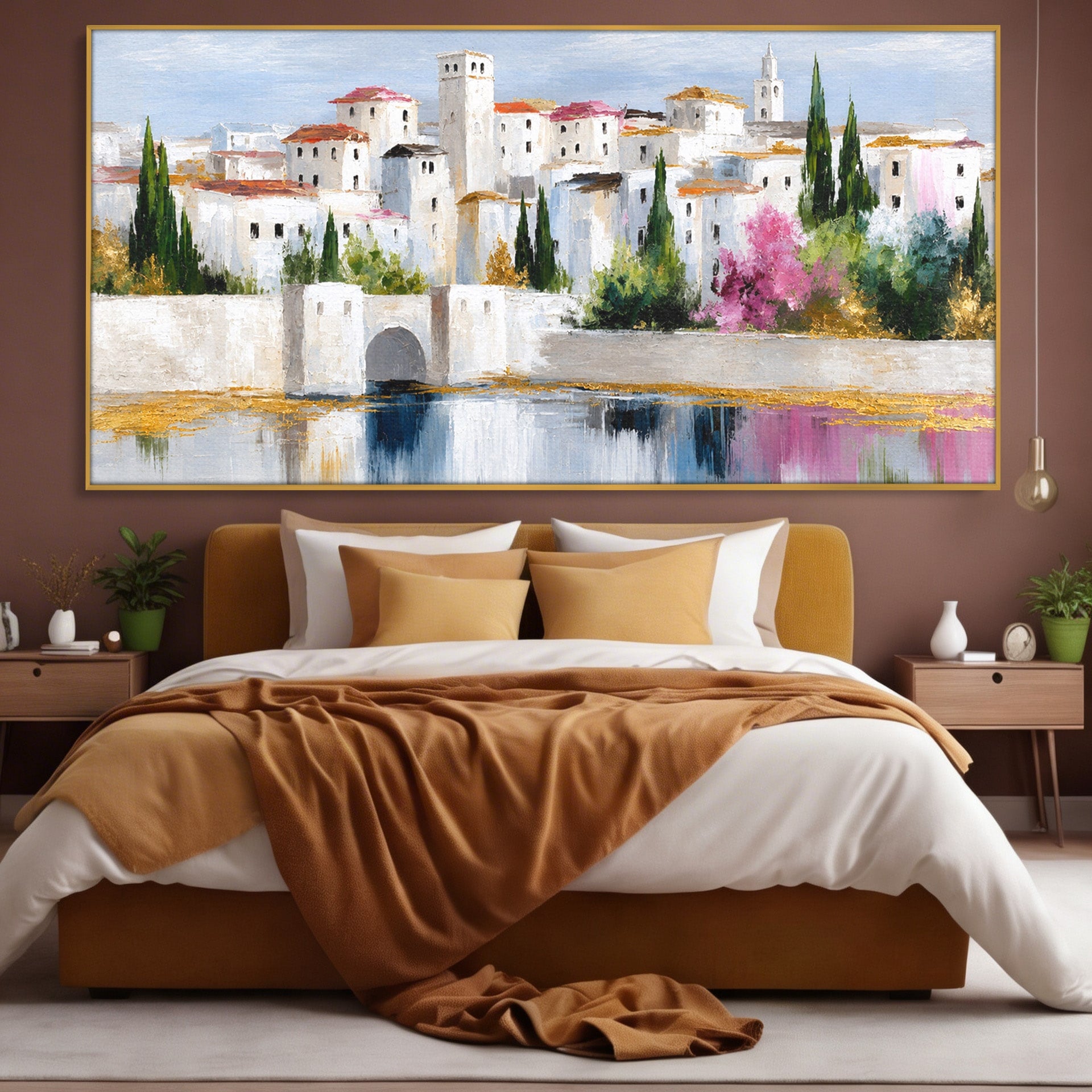 Tablou Canvas Premium LuxCanva® A1676, Oras Mediteranean, Oras, Peisaj, Mediterran, Arhitectura, Living, Dormitor, Culori Vibrante
