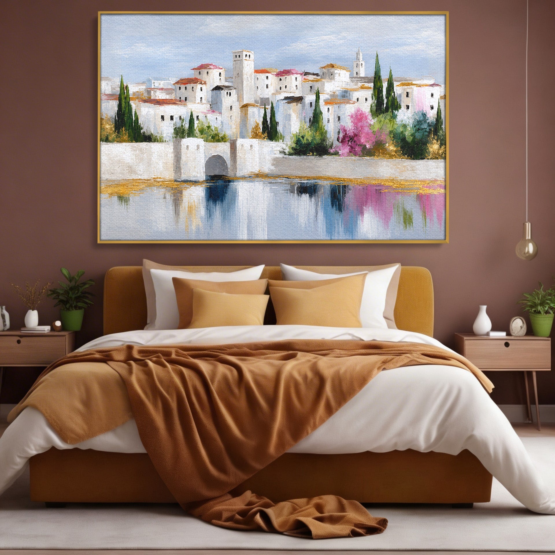 Tablou Canvas Premium LuxCanva® A1676, Oras Mediteranean, Oras, Peisaj, Mediterran, Arhitectura, Living, Dormitor, Culori Vibrante