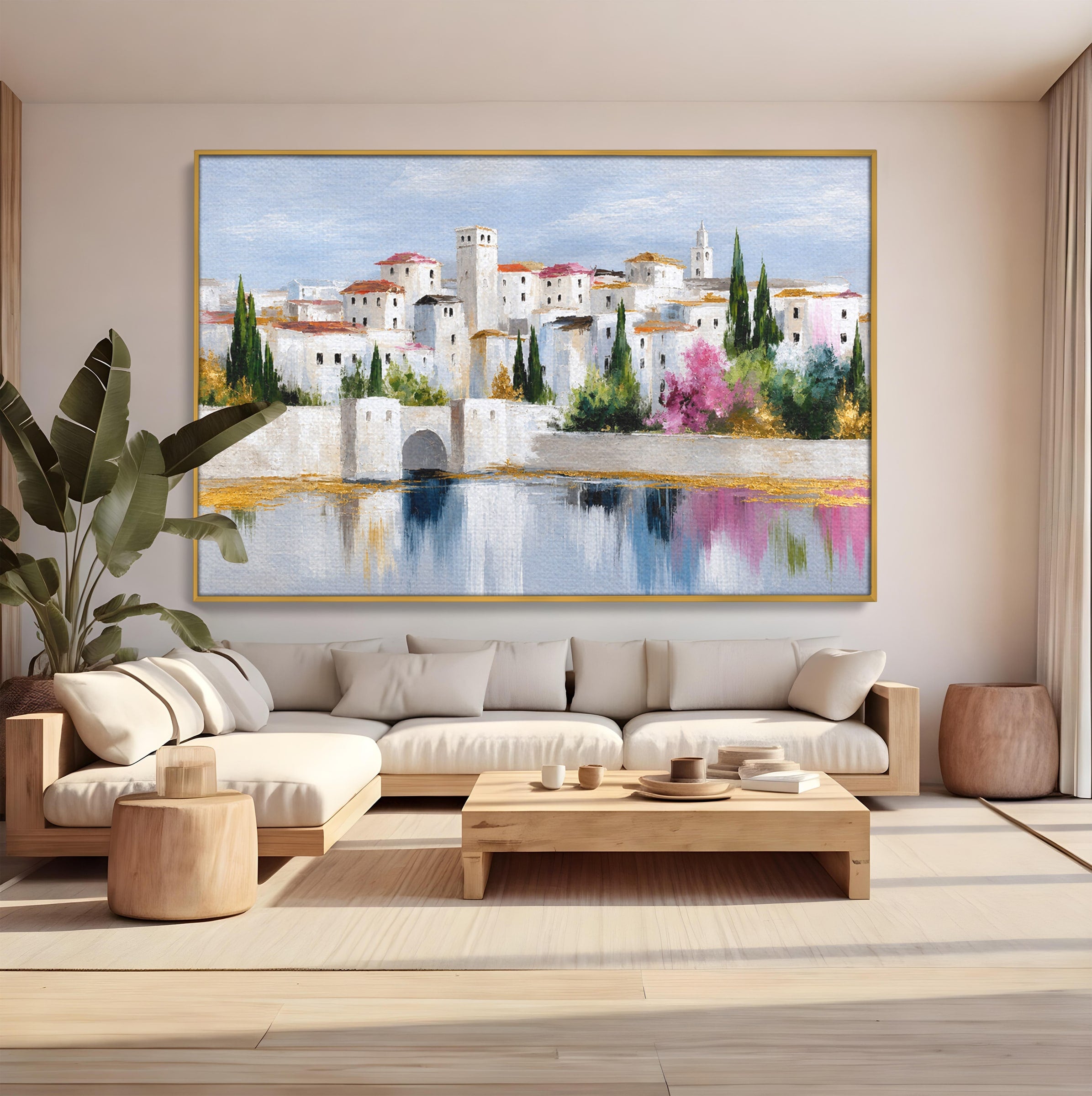 Tablou Canvas Premium LuxCanva® A1676, Oras Mediteranean, Oras, Peisaj, Mediterran, Arhitectura, Living, Dormitor, Culori Vibrante