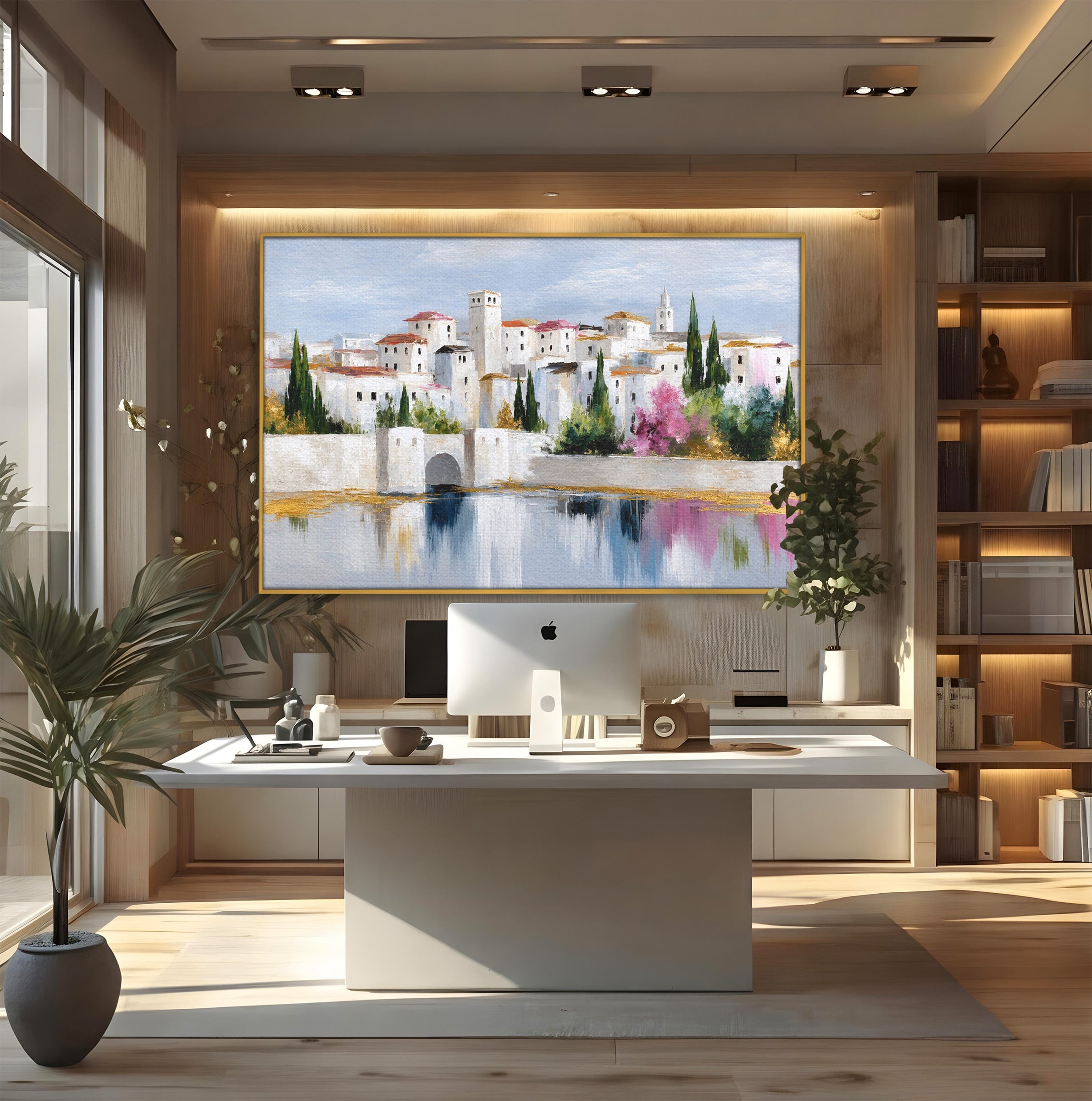Tablou Canvas Premium LuxCanva® A1676, Oras Mediteranean, Oras, Peisaj, Mediterran, Arhitectura, Living, Dormitor, Culori Vibrante