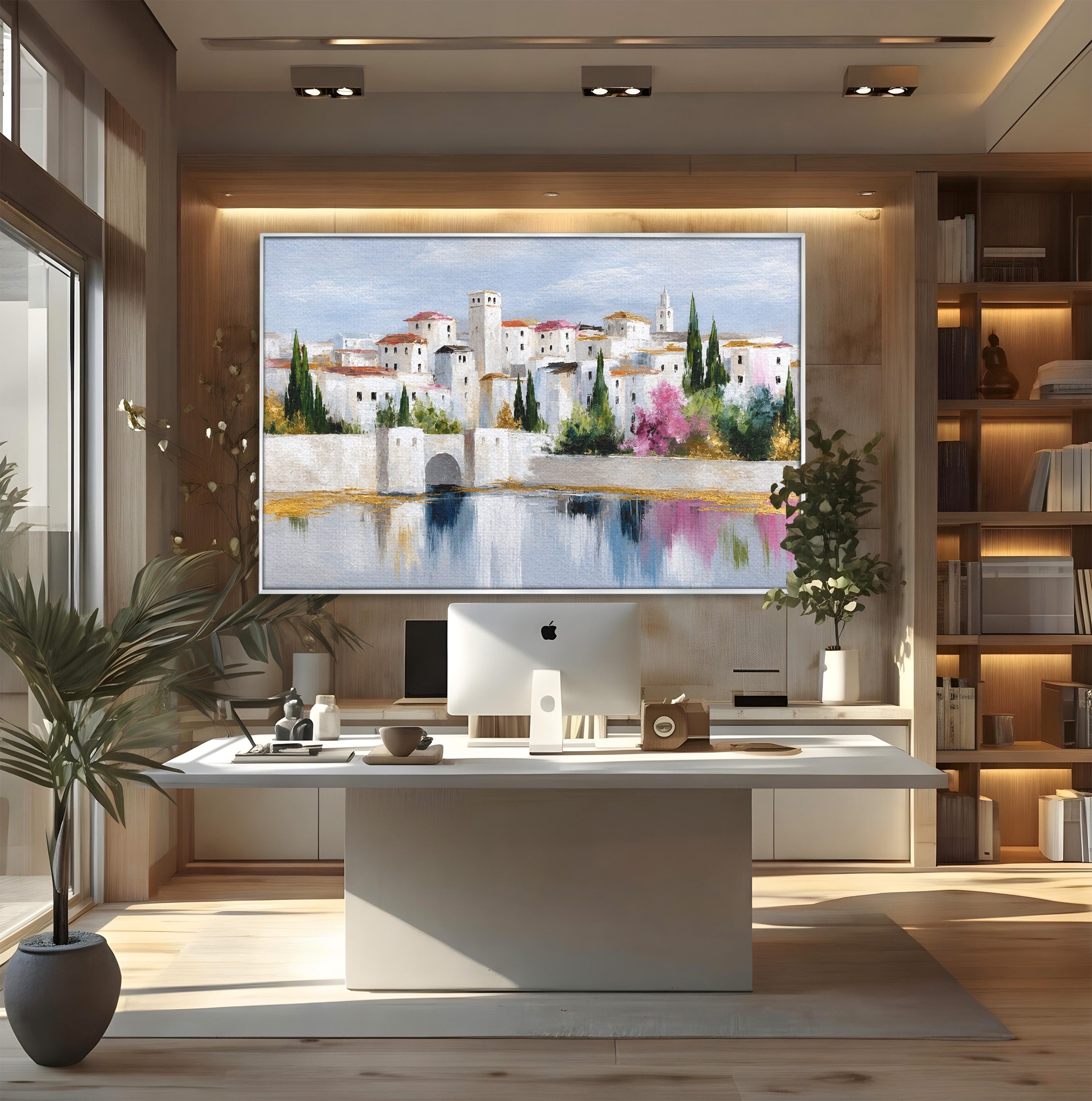 Tablou Canvas Premium LuxCanva® A1676, Oras Mediteranean, Oras, Peisaj, Mediterran, Arhitectura, Living, Dormitor, Culori Vibrante