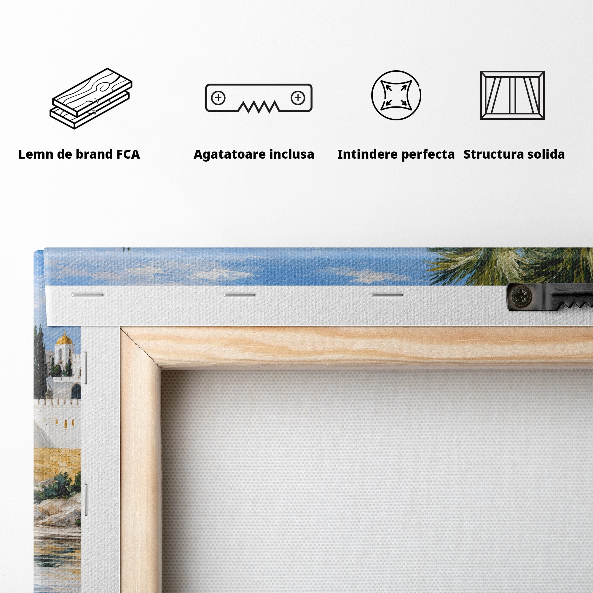 Tablou Canvas Premium LuxCanva® A1677, Castel Mediteranean, Castel, Peisaj, Mare, Mediterran, Living, Culori Vibrante