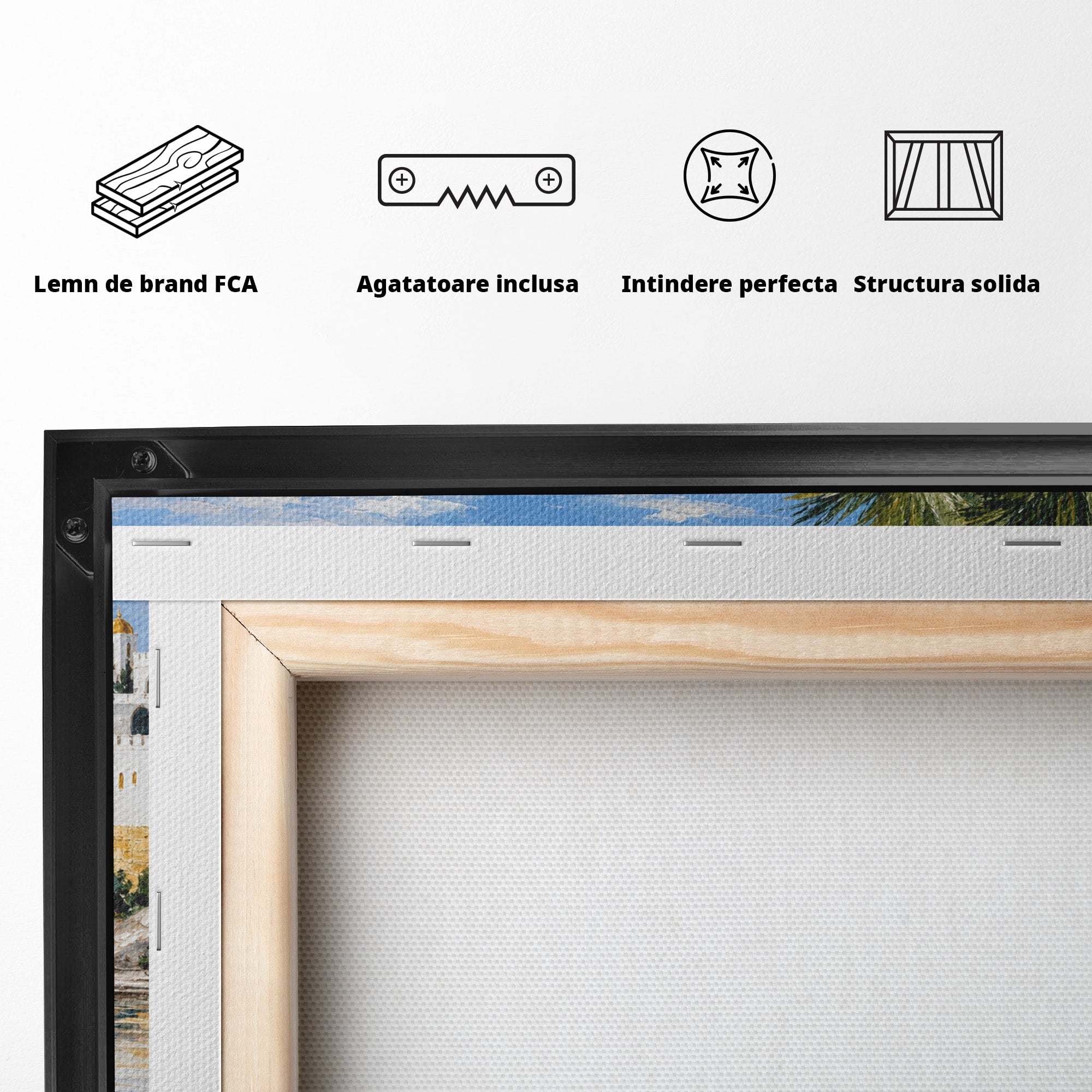 Tablou Canvas Premium LuxCanva® A1677, Castel Mediteranean, Castel, Peisaj, Mare, Mediterran, Living, Culori Vibrante