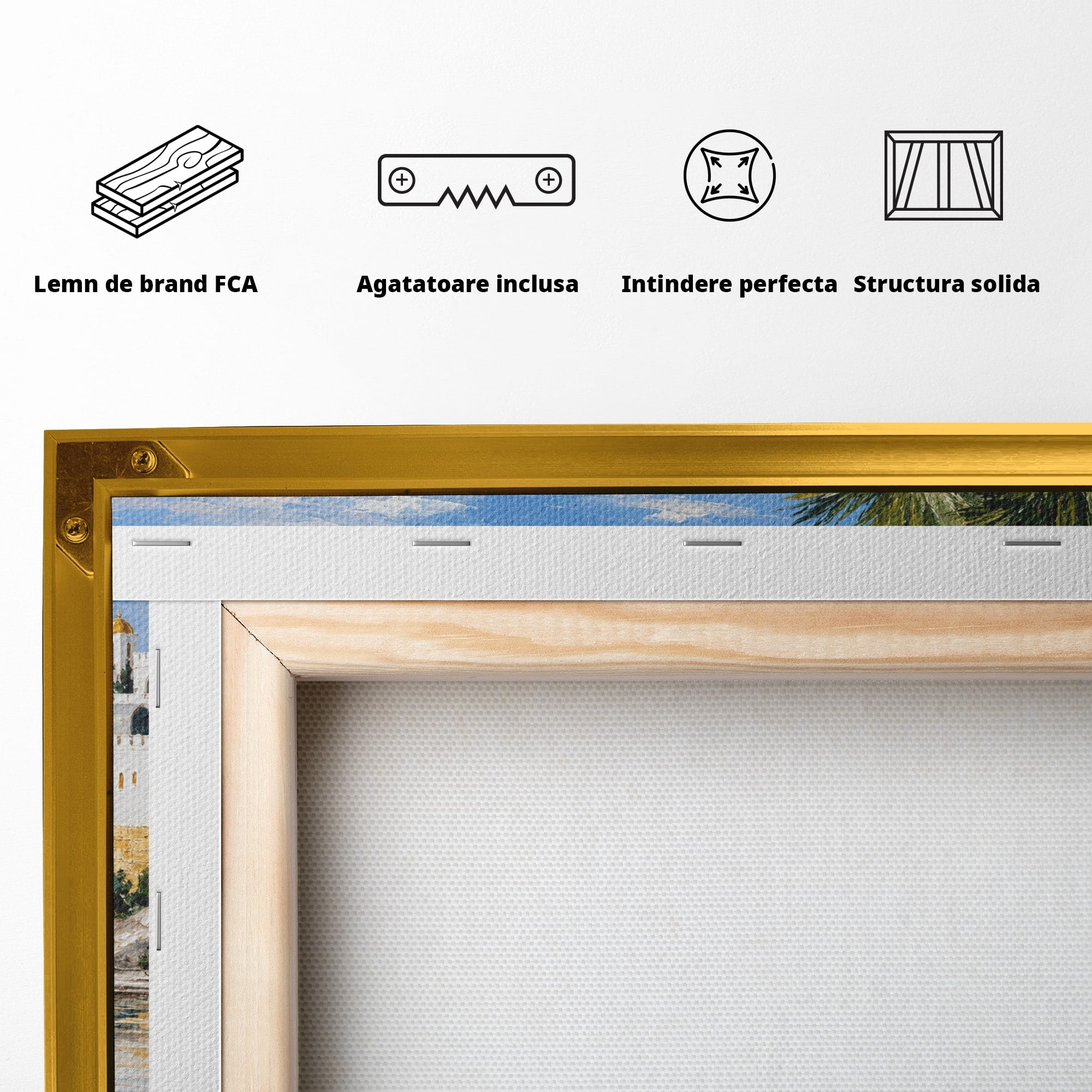 Tablou Canvas Premium LuxCanva® A1677, Castel Mediteranean, Castel, Peisaj, Mare, Mediterran, Living, Culori Vibrante