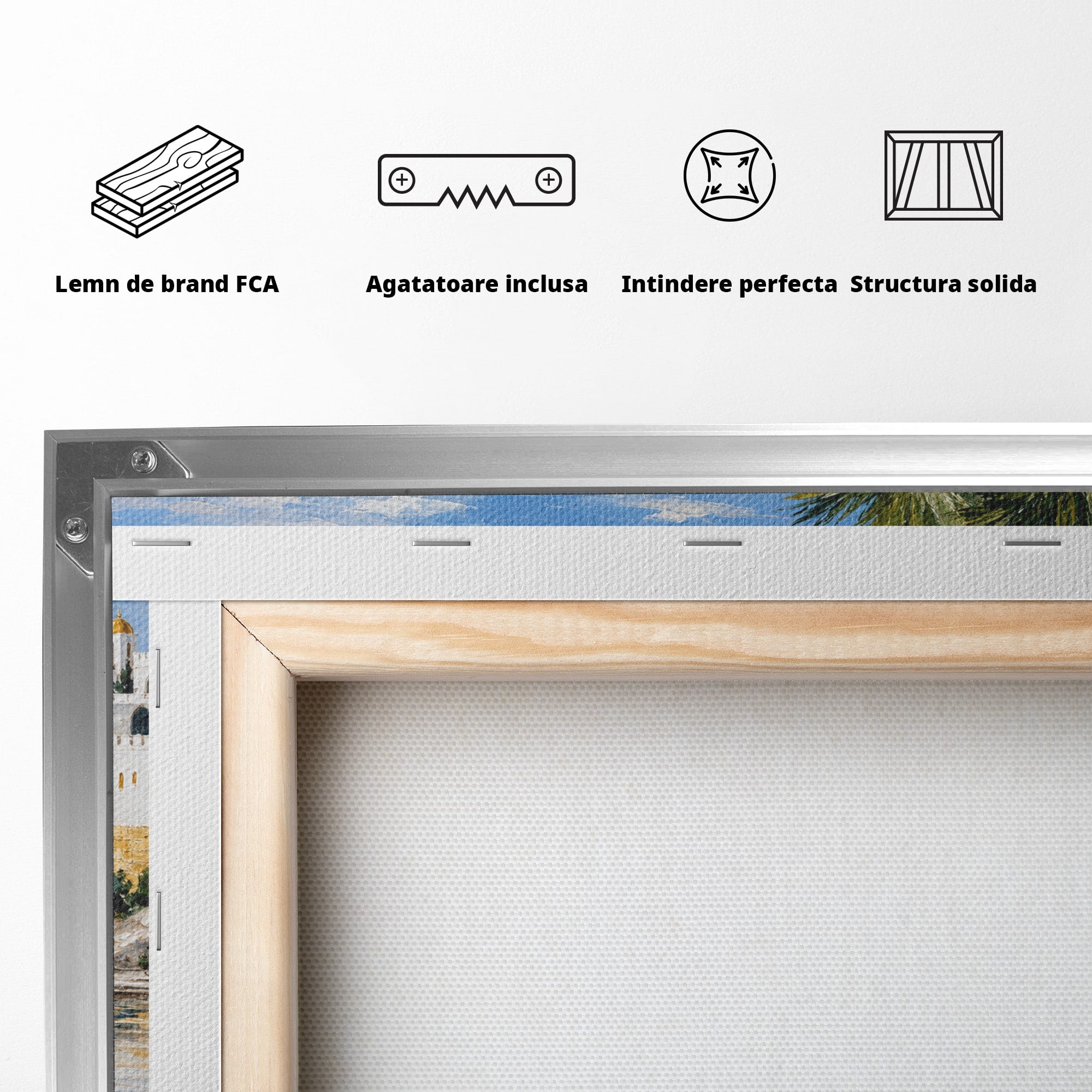 Tablou Canvas Premium LuxCanva® A1677, Castel Mediteranean, Castel, Peisaj, Mare, Mediterran, Living, Culori Vibrante