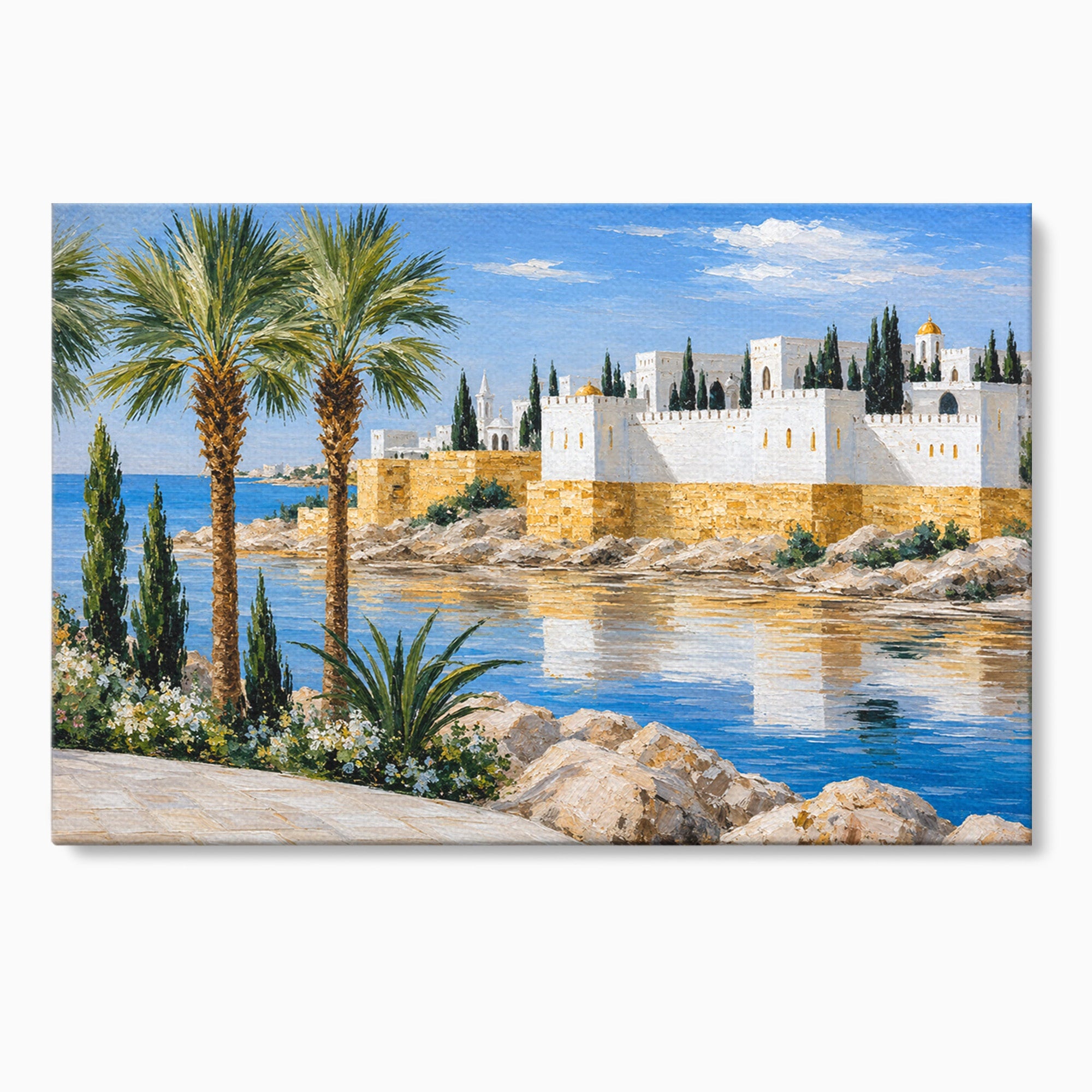 Tablou Canvas Premium LuxCanva® A1677, Castel Mediteranean, Castel, Peisaj, Mare, Mediterran, Living, Culori Vibrante