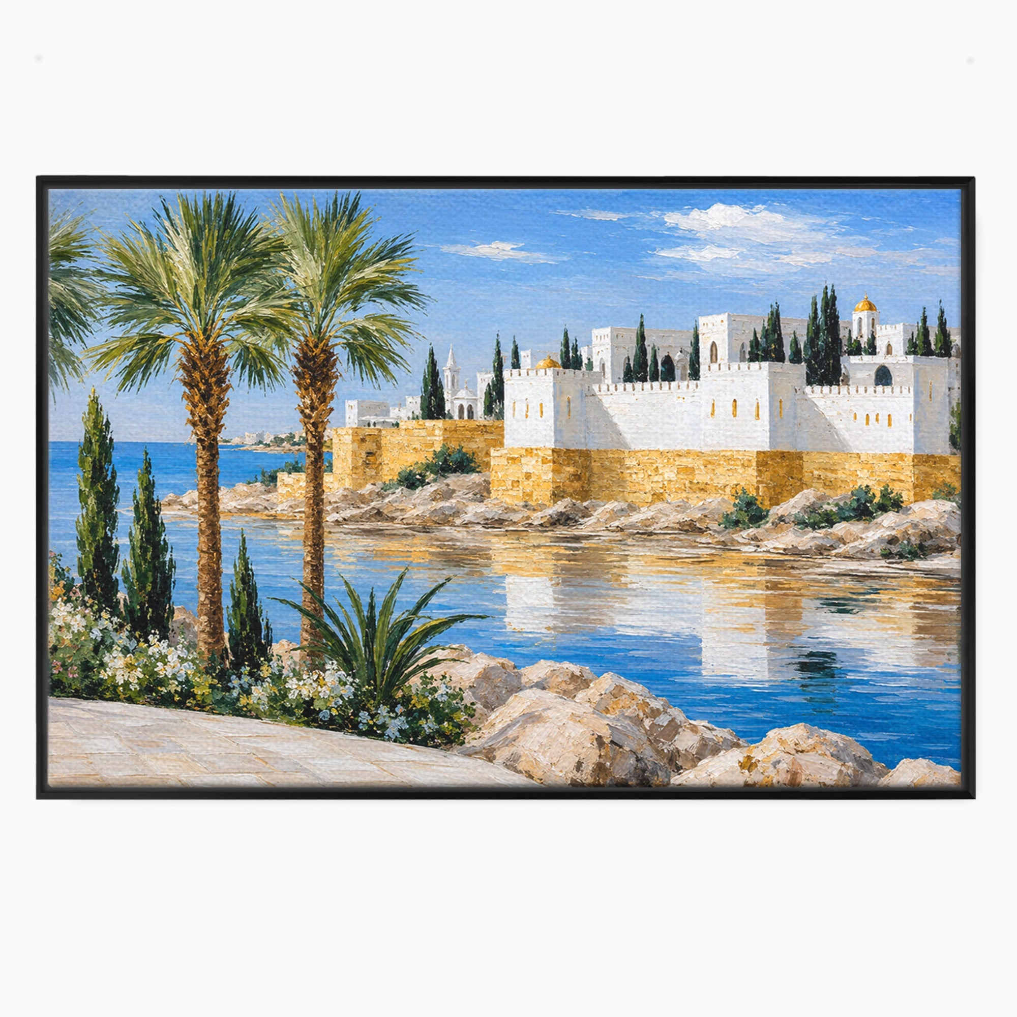 Tablou Canvas Premium LuxCanva® A1677, Castel Mediteranean, Castel, Peisaj, Mare, Mediterran, Living, Culori Vibrante