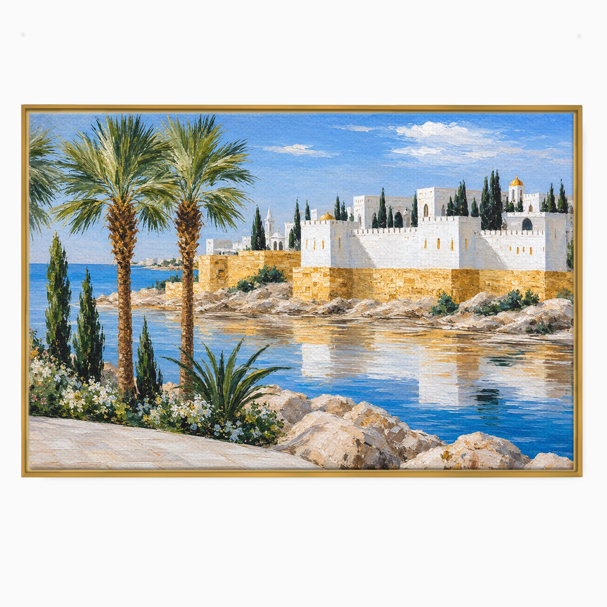 Tablou Canvas Premium LuxCanva® A1677, Castel Mediteranean, Castel, Peisaj, Mare, Mediterran, Living, Culori Vibrante