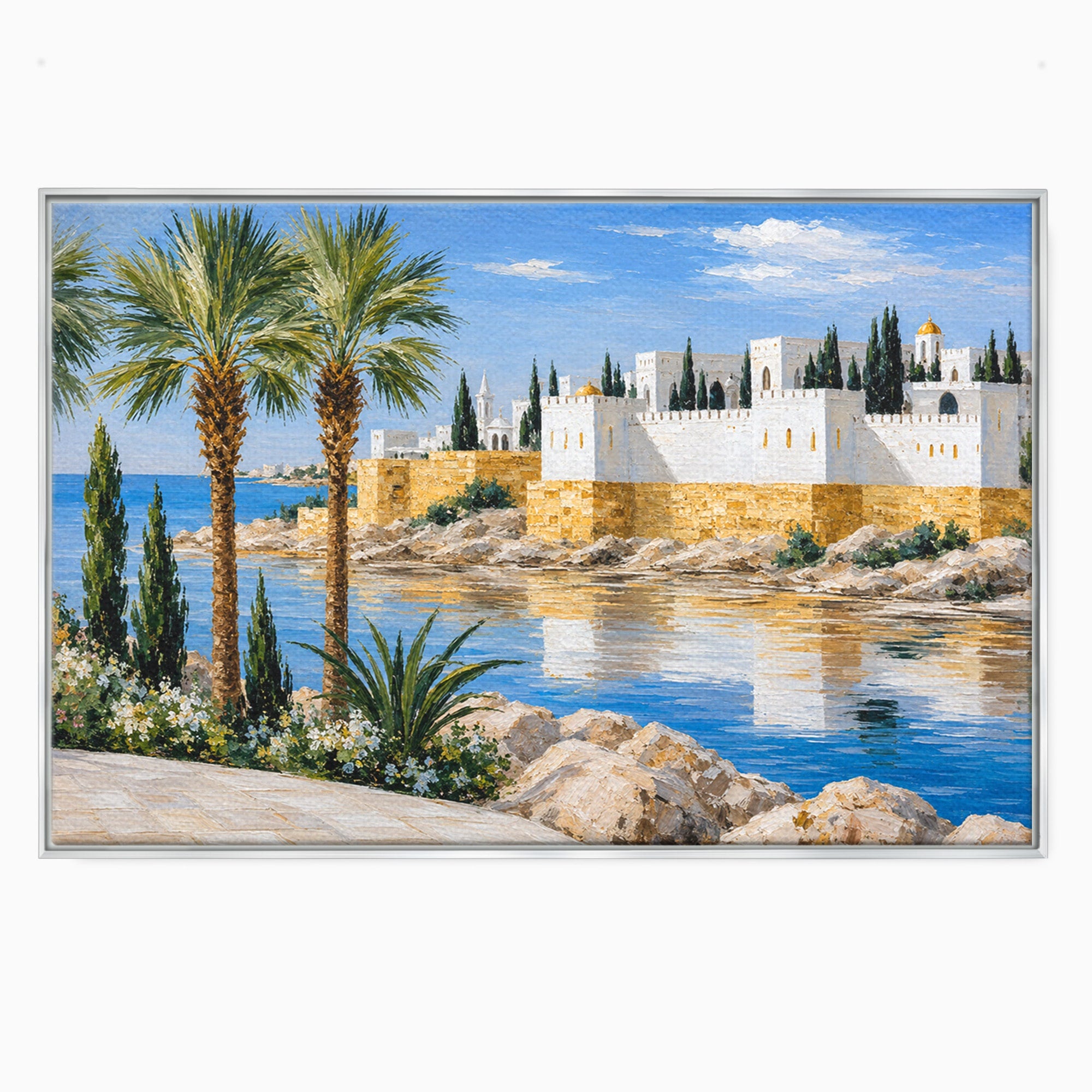 Tablou Canvas Premium LuxCanva® A1677, Castel Mediteranean, Castel, Peisaj, Mare, Mediterran, Living, Culori Vibrante