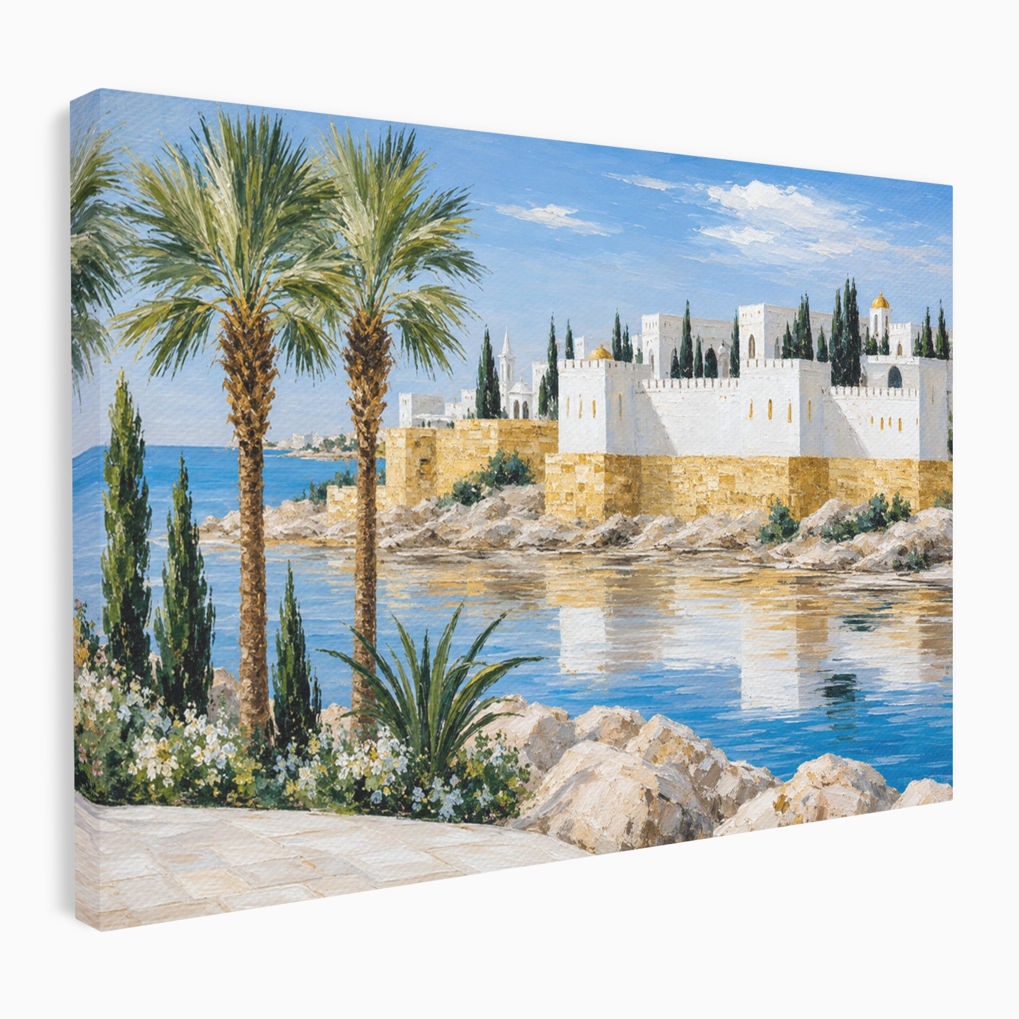 Tablou Canvas Premium LuxCanva® A1677, Castel Mediteranean, Castel, Peisaj, Mare, Mediterran, Living, Culori Vibrante
