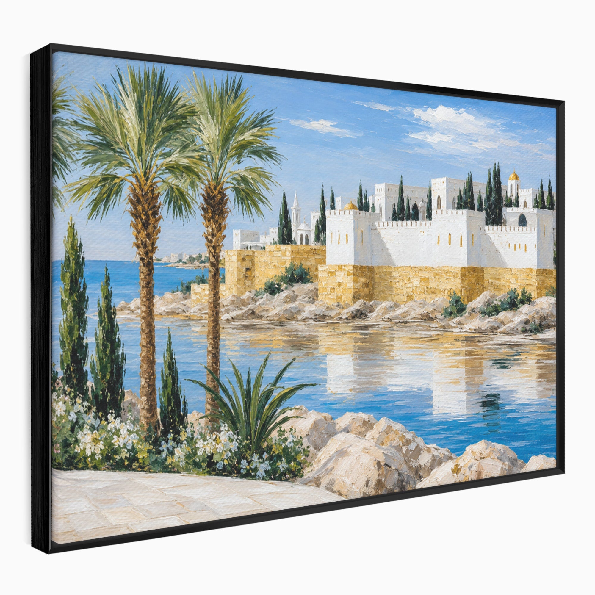 Tablou Canvas Premium LuxCanva® A1677, Castel Mediteranean, Castel, Peisaj, Mare, Mediterran, Living, Culori Vibrante