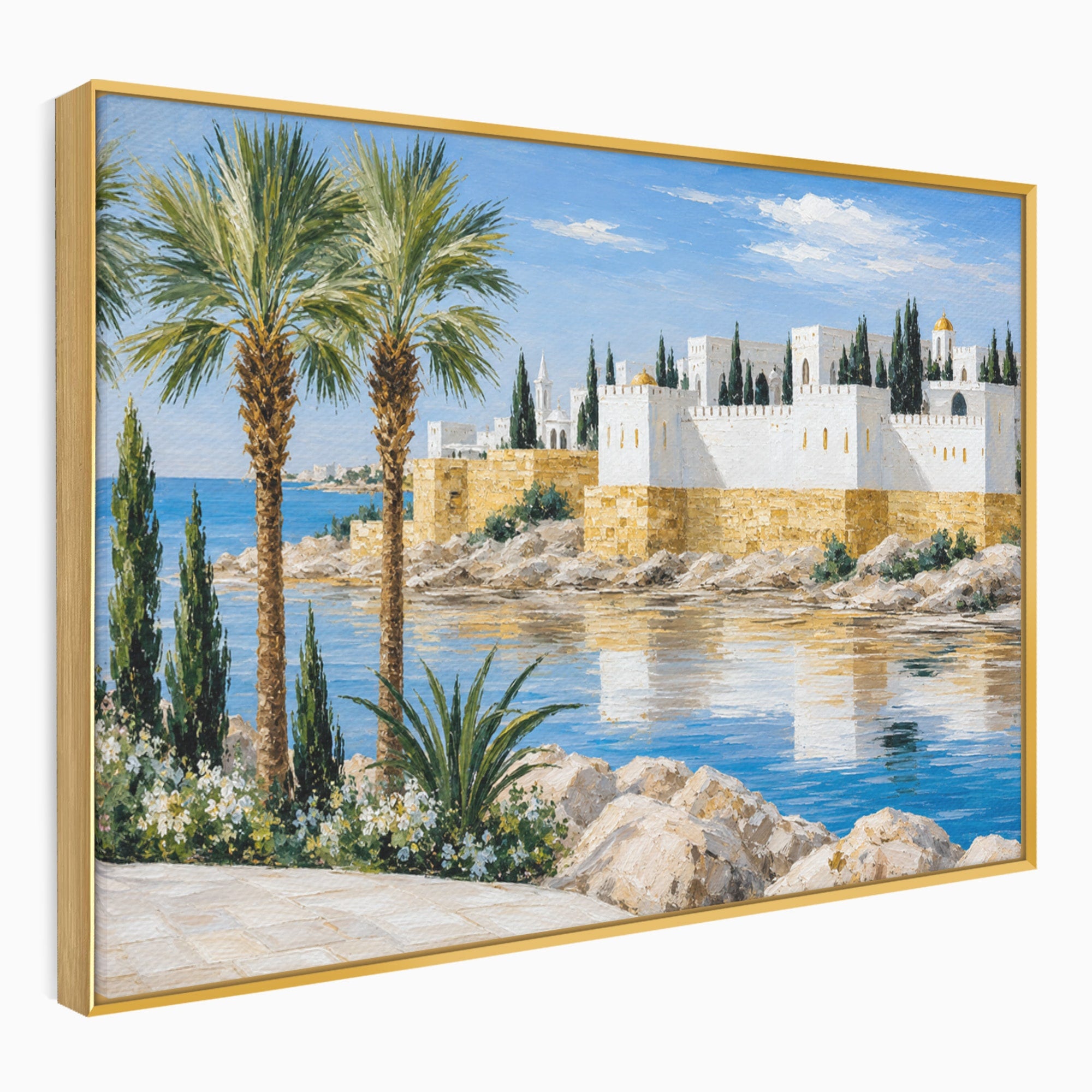 Tablou Canvas Premium LuxCanva® A1677, Castel Mediteranean, Castel, Peisaj, Mare, Mediterran, Living, Culori Vibrante