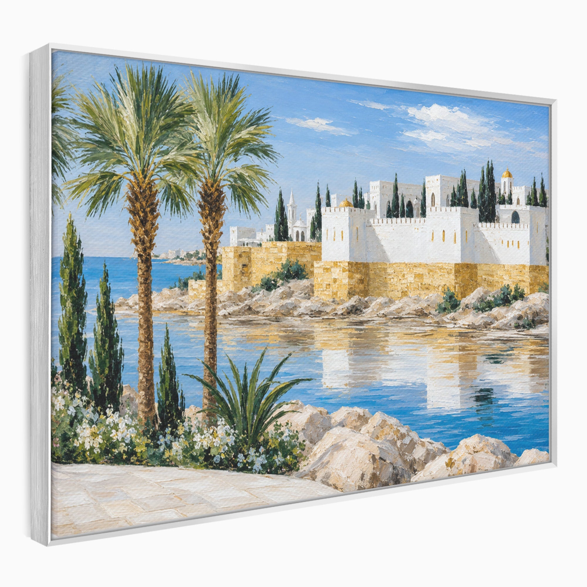 Tablou Canvas Premium LuxCanva® A1677, Castel Mediteranean, Castel, Peisaj, Mare, Mediterran, Living, Culori Vibrante