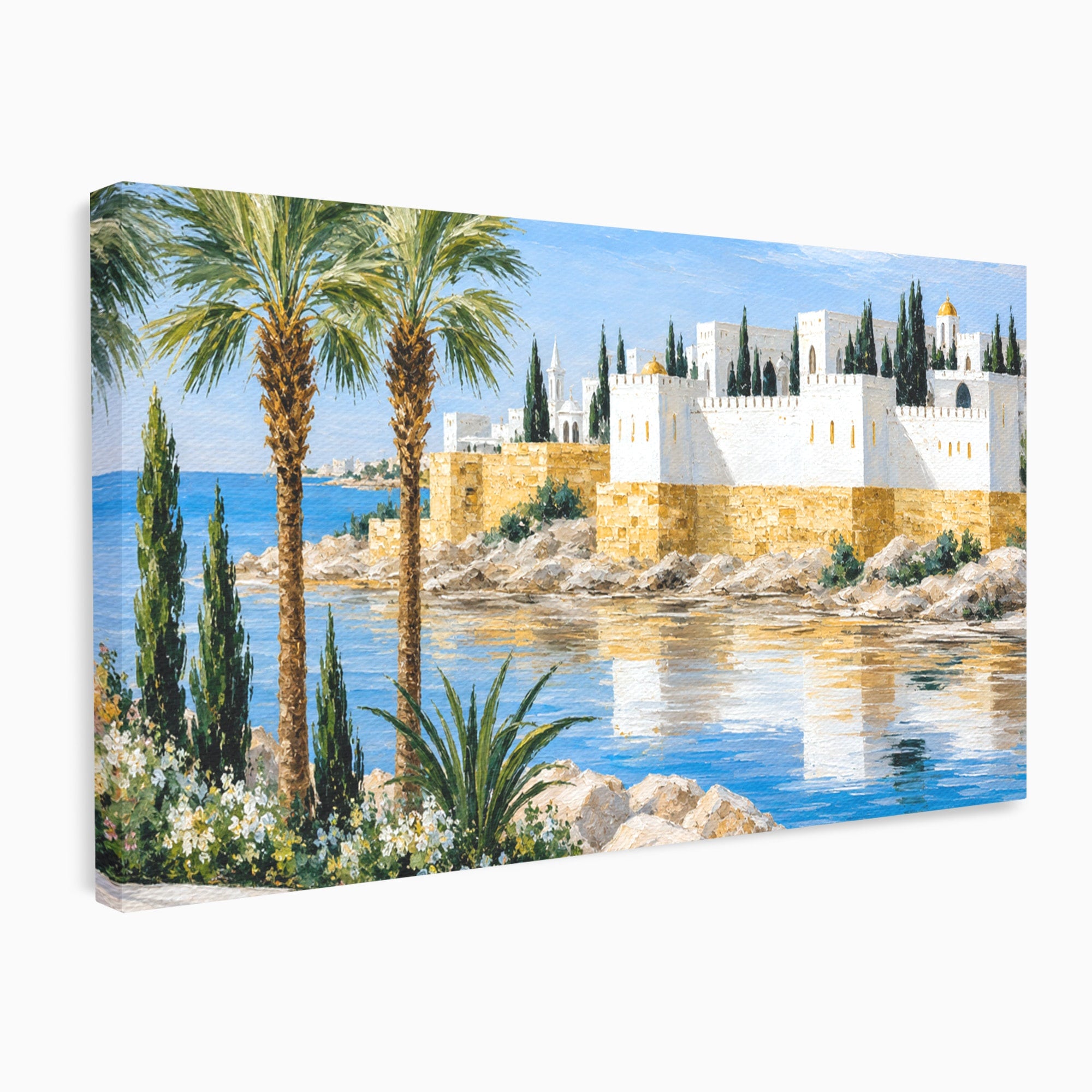 Tablou Canvas Premium LuxCanva® A1677, Castel Mediteranean, Castel, Peisaj, Mare, Mediterran, Living, Culori Vibrante